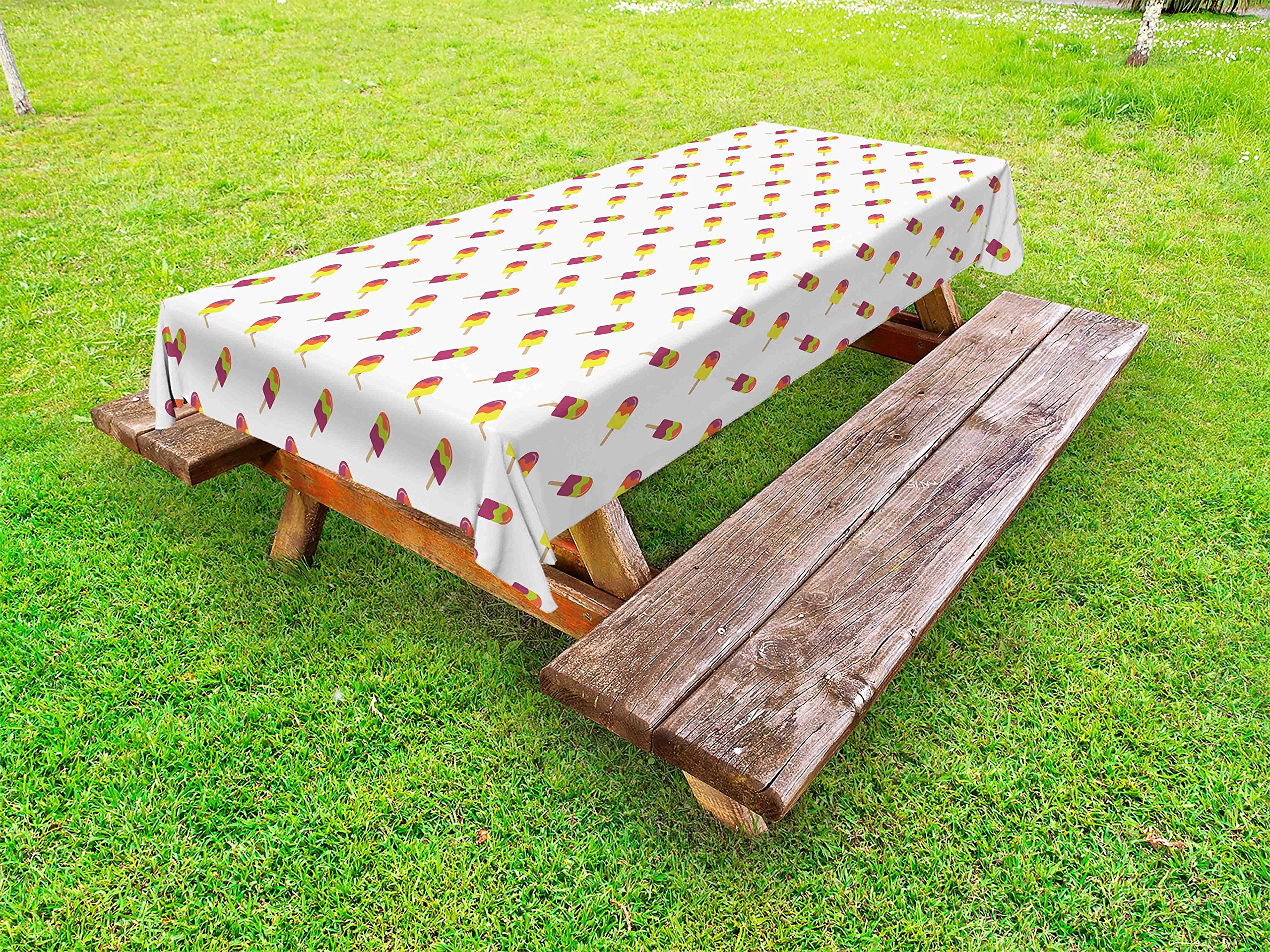 Ambesonne Colorful Ice Cream Themed Outdoor Tablecloth - 58