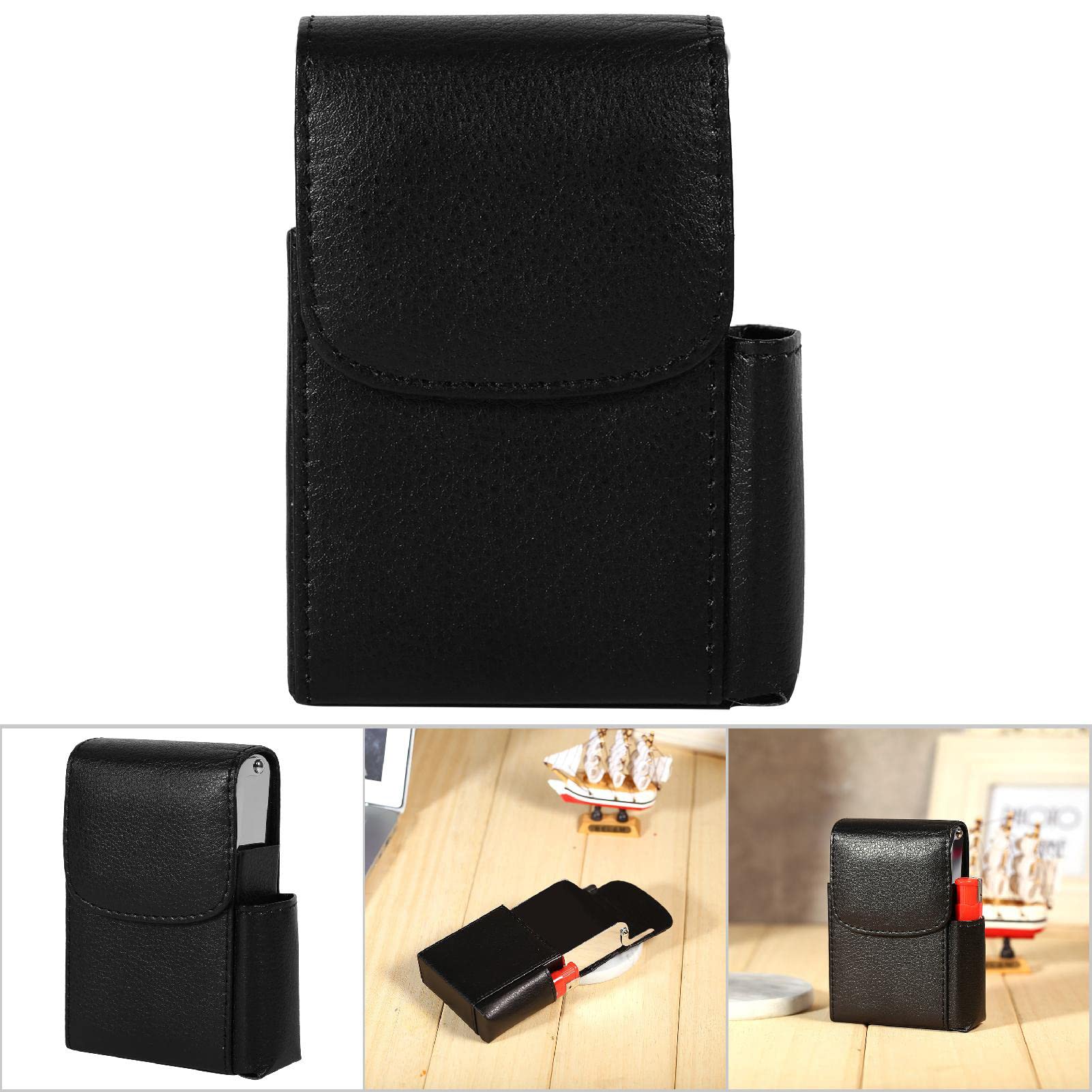 Jerliflyer Leather Cigarette Case - Black Storage Organizer for Travel & Outdoors