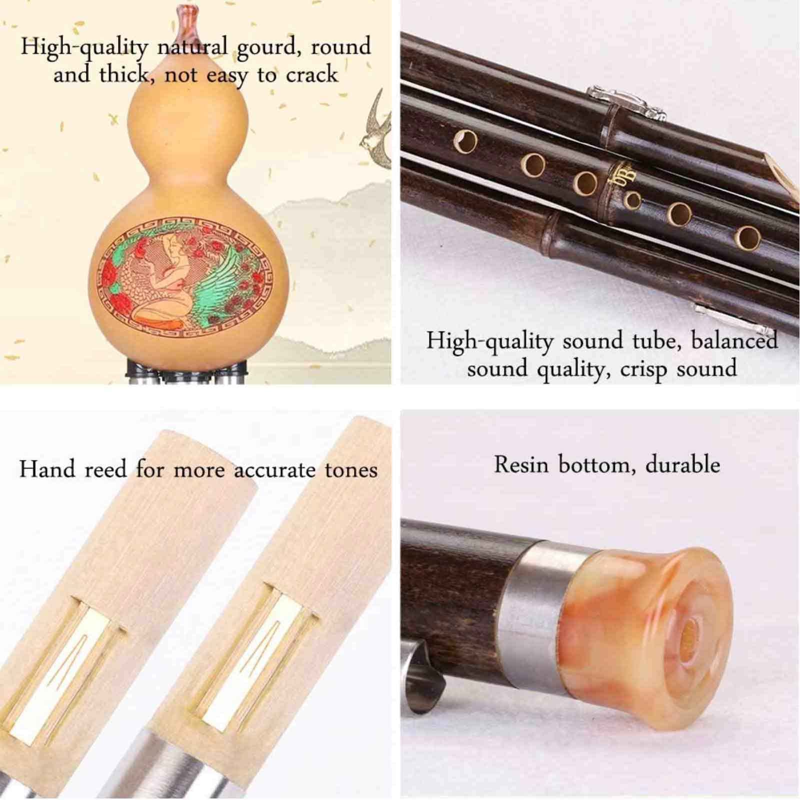 Chinese Hulusi Gourd Flute - Traditional Ethnic B Key Wind Instrument for Beginners & Kids | Perfect for Folk Music, Cultural Performances & Music Education