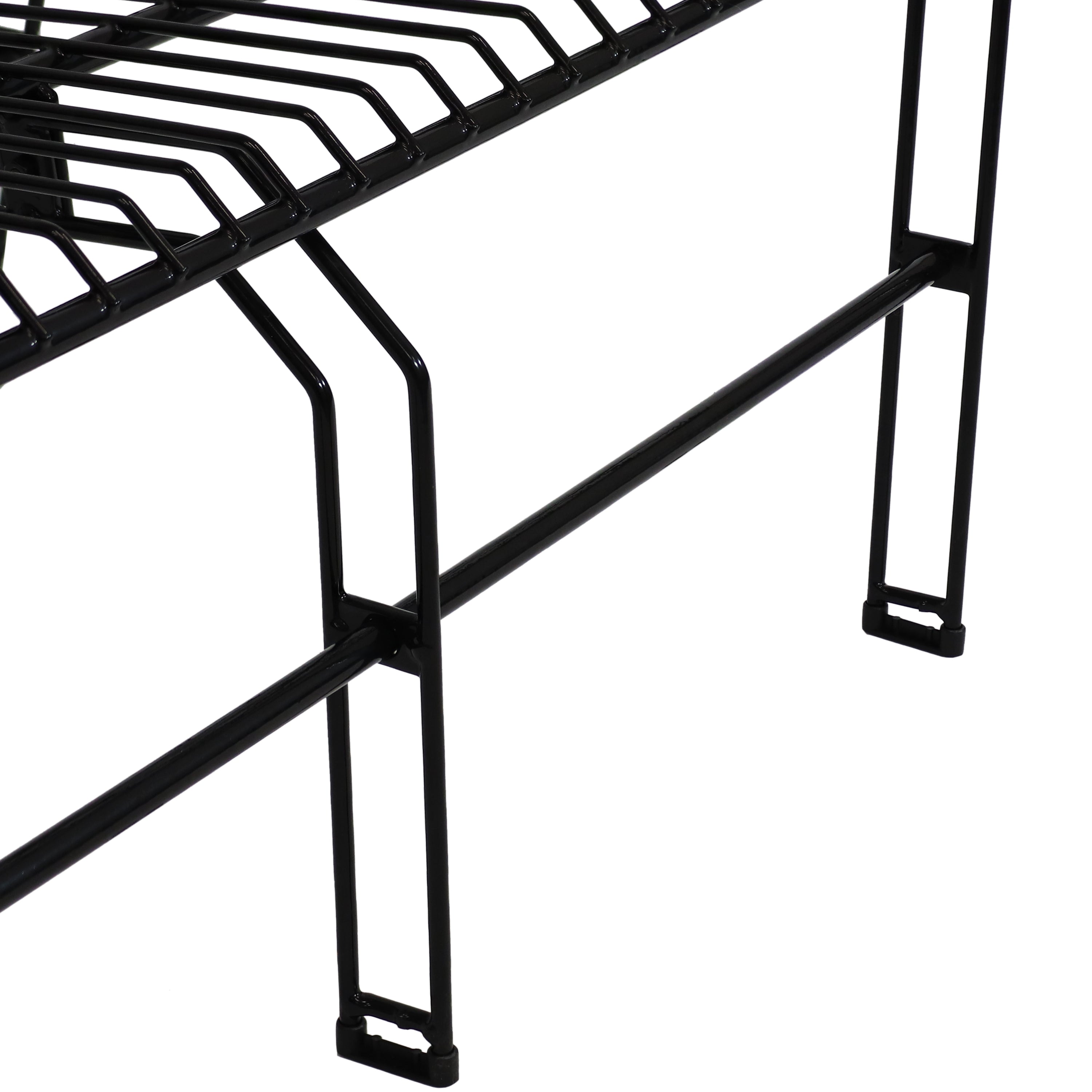 Modern Black Metal Patio Bench for 2 Persons - Outdoor Garden, Porch & Backyard Seating - Sunnydaze Durable Weather-Resistant Furniture