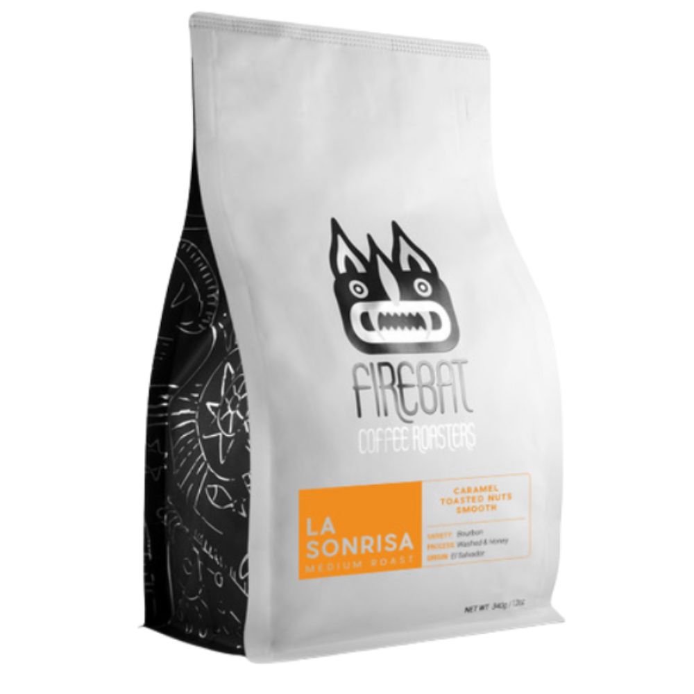Premium Firebat La Sonrisa Whole Bean Coffee - 12oz Bag, Medium Roast, Single Origin Arabica Beans for Rich Flavor - Perfect for Home Brewing, Office Use & Gifts
