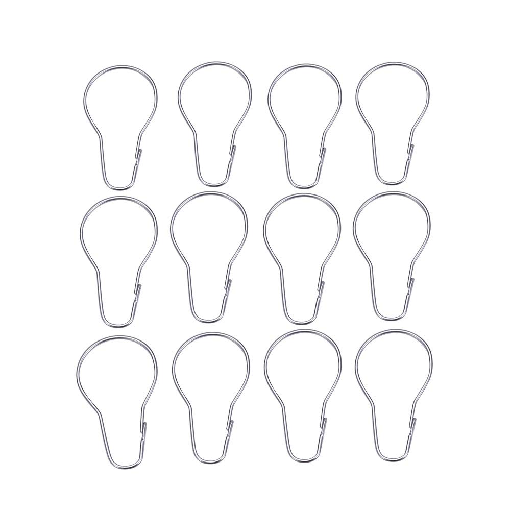 Premium Metal Shower Curtain Hooks - 12 Pack Rust-Resistant Bathroom Shower Rings for Rods, Curtains & Liners - Ideal for Home, Hotel, and Apartment Bathroom Decor