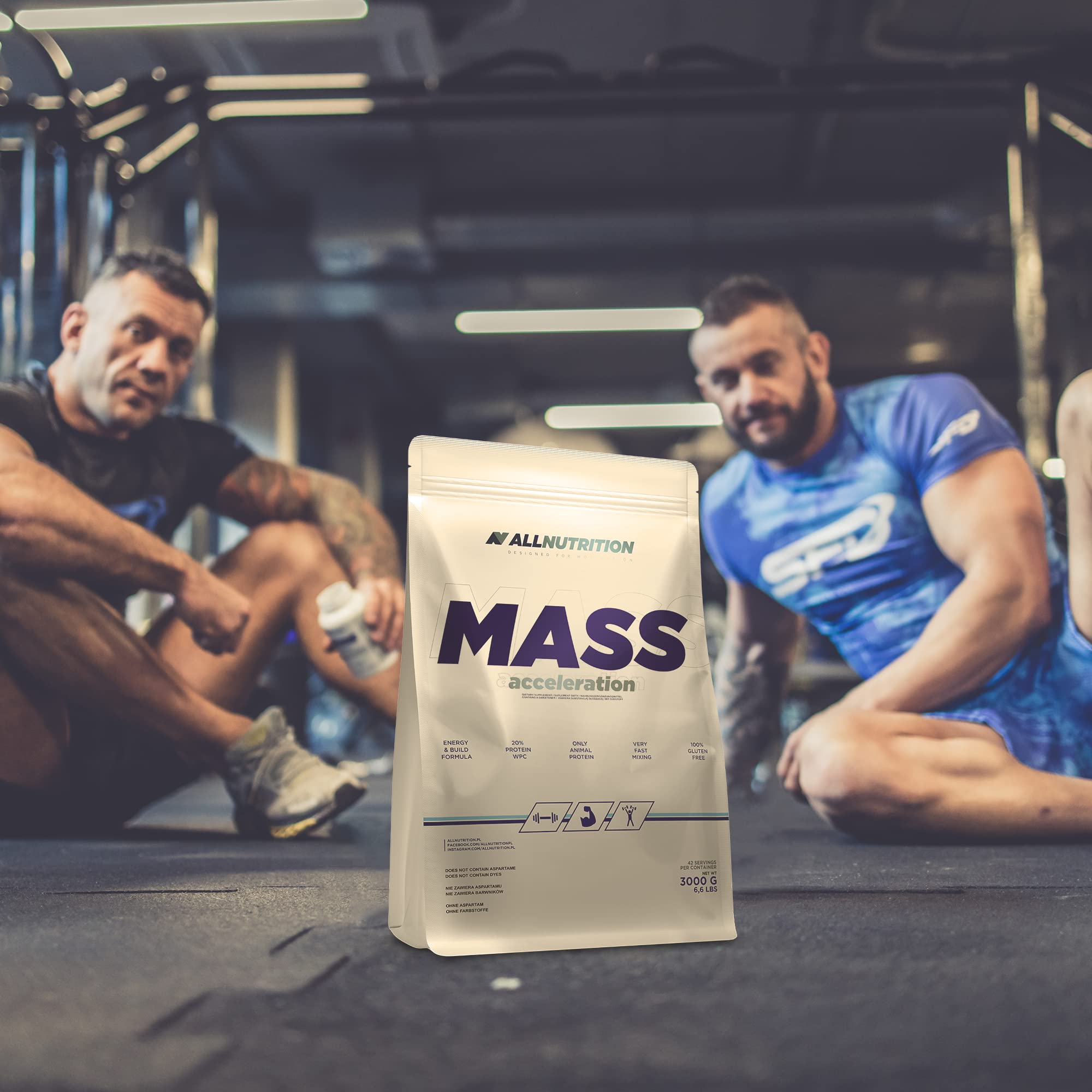 Allnutrition Mass Acceleration Weight Gainer Protein Powder - Vanilla Flavor 3000g for Muscle Growth & Recovery | Ideal for Bodybuilding, Fitness & Post-Workout Nutrition