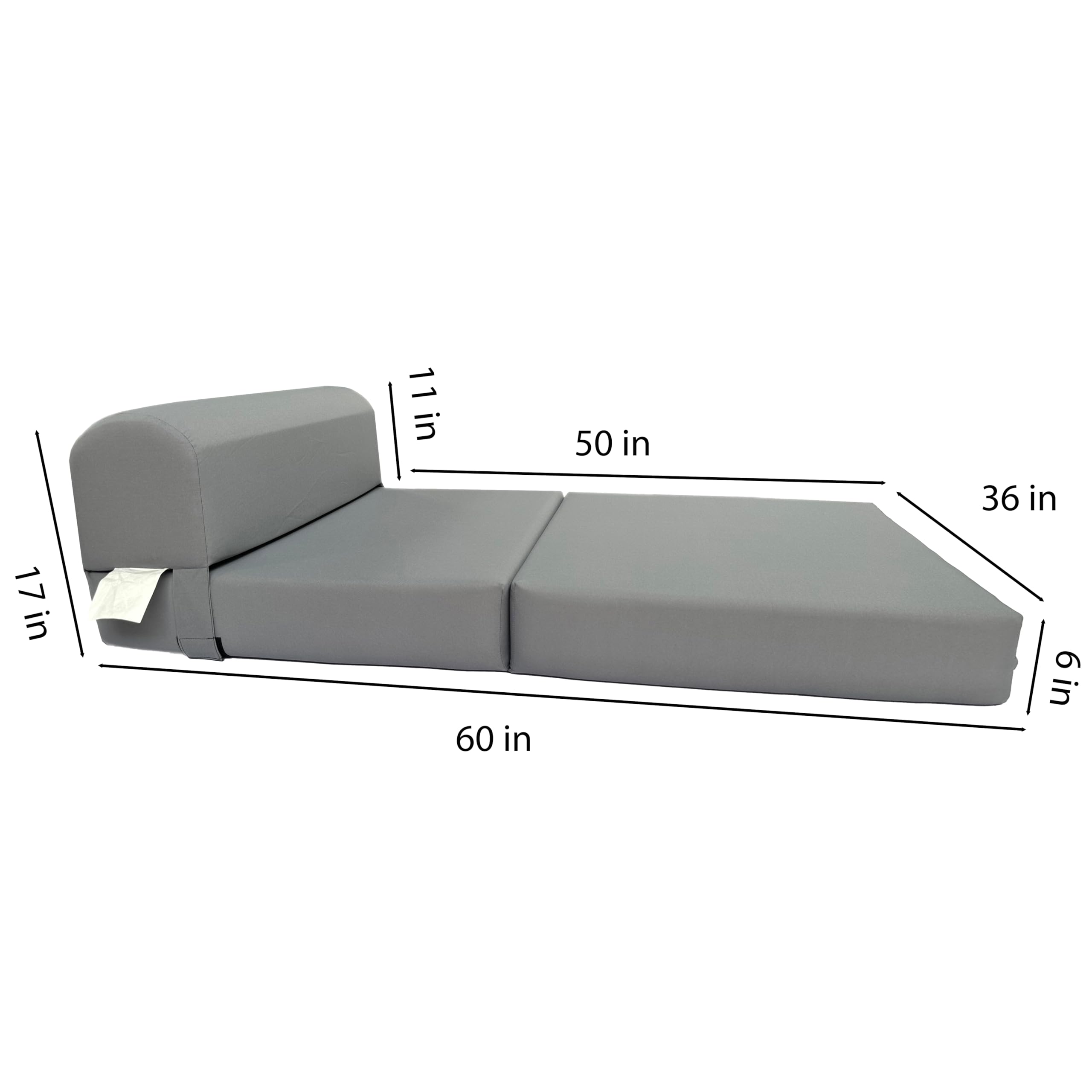 D&D Gray Futon Sleeper Chair - Convertible Folding Sofa Bed with High Density Foam (70 x 36 x 6 in) - Perfect for Small Apartments, Guest Rooms & Studio Living Spaces