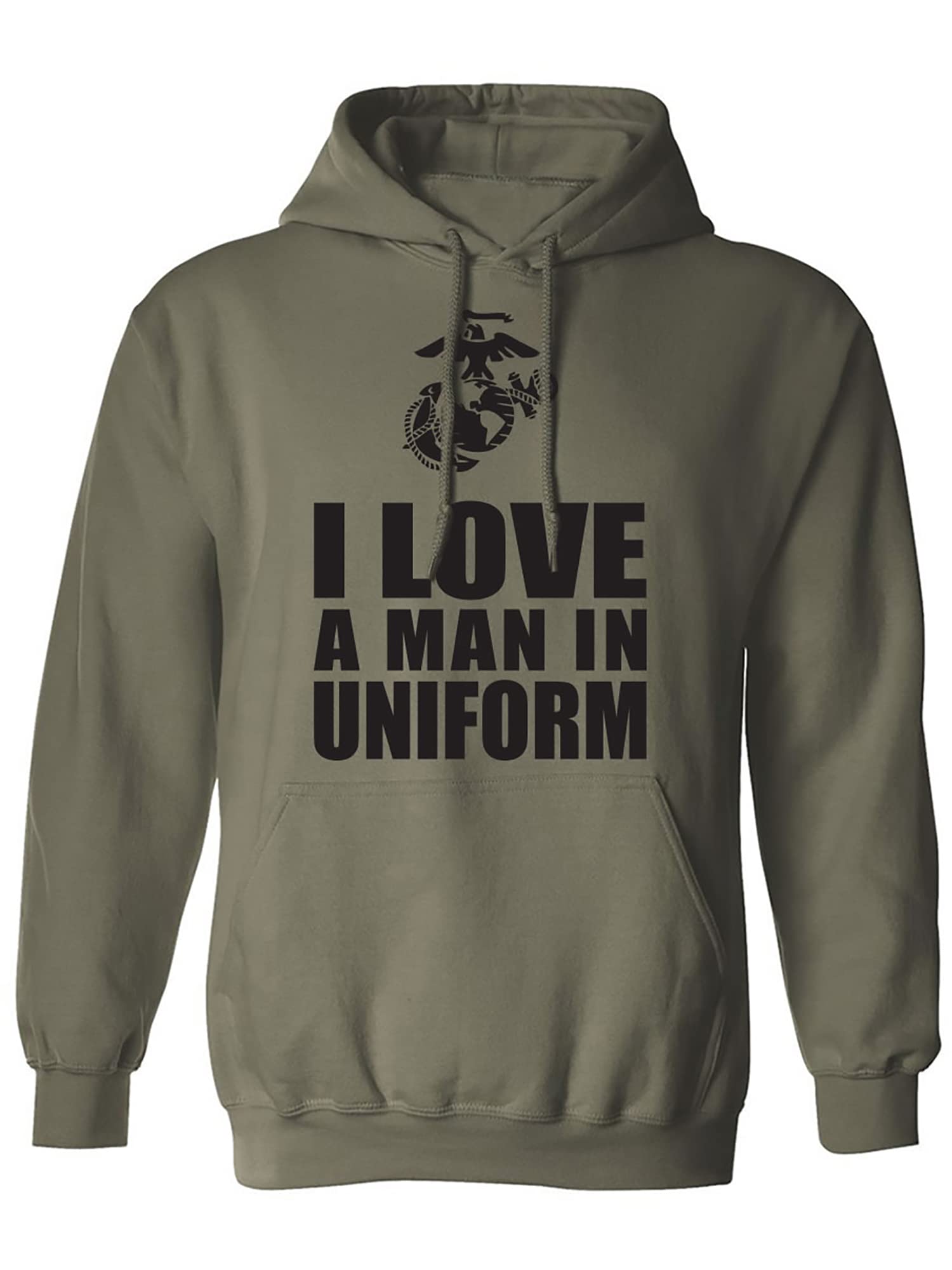 Zerogravitee I Love a Man in Uniform USMC Hooded Sweatshirt - Military Apparel for Men & Women - Perfect for Veterans Day, Patriotic Events & Casual Wear