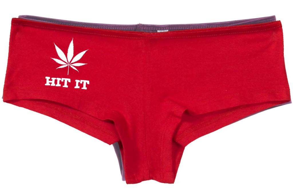 Knaughty Knickers Women's Hit It Pot Leaf Weed Rave Hot Sexy Boyshort Underwear - Perfect for Music Festivals, Rave Parties & Bachelorette Gifts