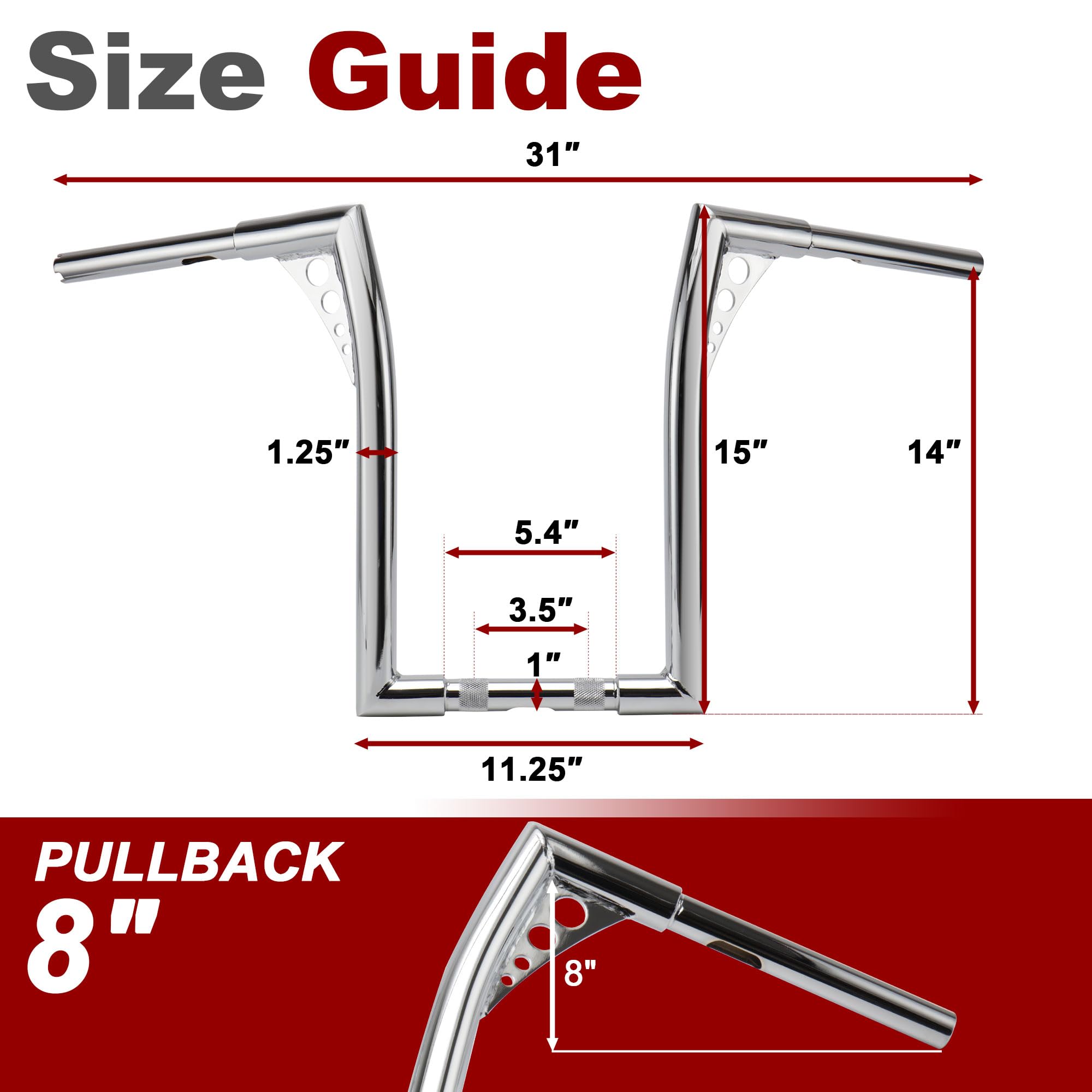 1.25 Inch Chrome Z Bar Ape Hanger Handlebars for Harley Davidson Sportster Dyna Softail 1995-Up & Road King Road Glide 1998-2013 - Perfect for Cruiser Motorcycle Upgrades and Long-Distance Riding Comfort