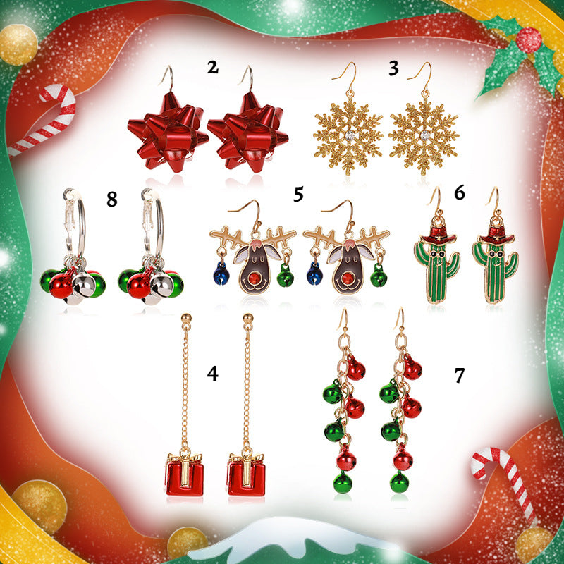 Festive Red Bow Snowflakes Jingle Bell Earrings for Christmas | Holiday Party Jewelry Gift for Women | Perfect for Xmas Celebrations & Winter Gatherings