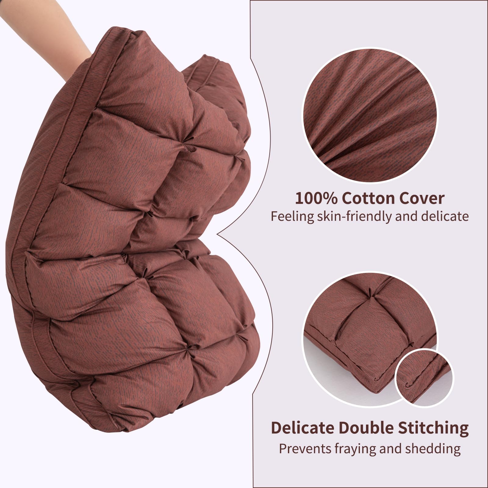 YOUR MOON Soft Standard Bed Pillows for Sleeping - Fluffy Down Alternative Pillow with Luxury Hotel Gel Support - Ideal for Side Sleepers (Brown) - Perfect for Home, Hotel, and Travel Use