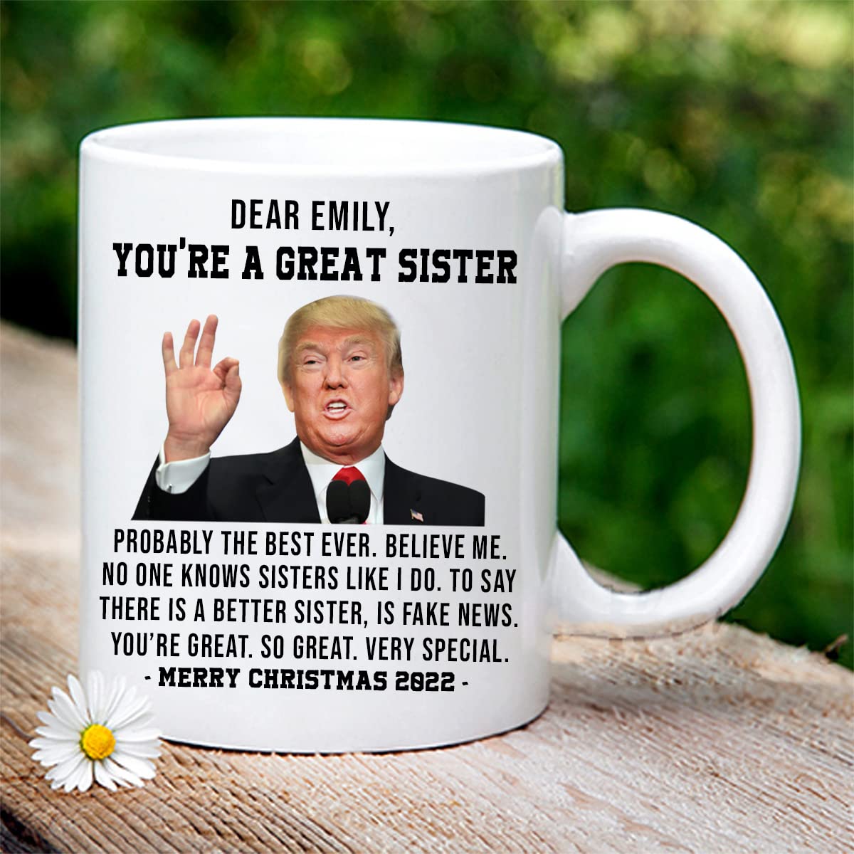 Funny Personalized Donald Trump Speech Mug - Custom 'You're A Great Sister' Coffee Cup | White Ceramic Gift for Christmas, Birthday & Sister Appreciation | Perfect for Office, Home & Gifting (SLW40011)