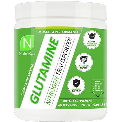 NutraKey Pure L-Glutamine Powder for Muscle Recovery & Immune Support - Unflavored Post-Workout Supplement for Athletes & Fitness Enthusiasts