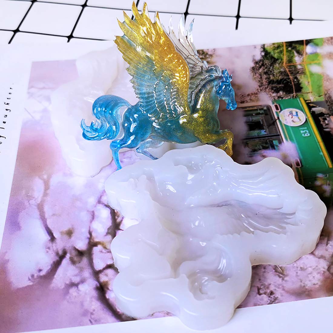 FineInno 2-Piece Unicorn & Pegasus Silicone Resin Molds for DIY Jewelry Making, Epoxy Casting, Handmade Crafts - Perfect for Resin Art, Keychains, Pendants & Home Decor