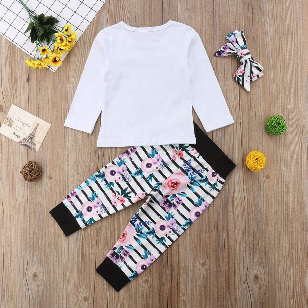 Adorable Newborn Baby Girl Outfit Set - Little Sister Big Sister Bodysuit Romper + Floral Striped Pants + Headbands | Perfect for Photoshoots, Birthday Parties & Family Gatherings