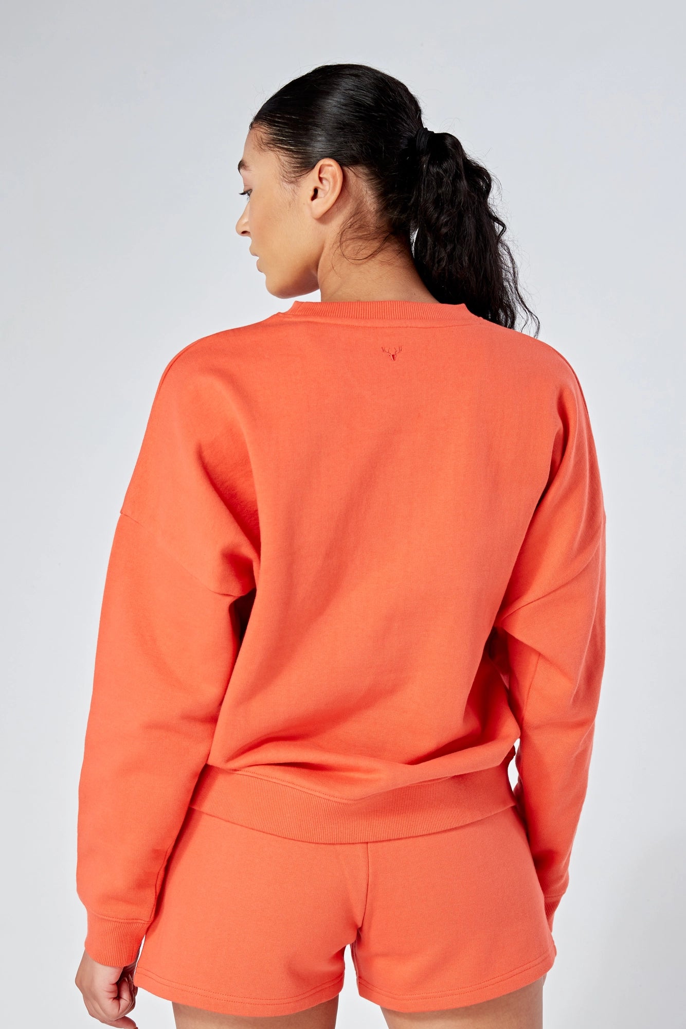Oversized Twill Active Essentials Crewneck Sweatshirt for Women - Coral | Comfortable Loungewear & Casual Streetwear for Everyday Wear