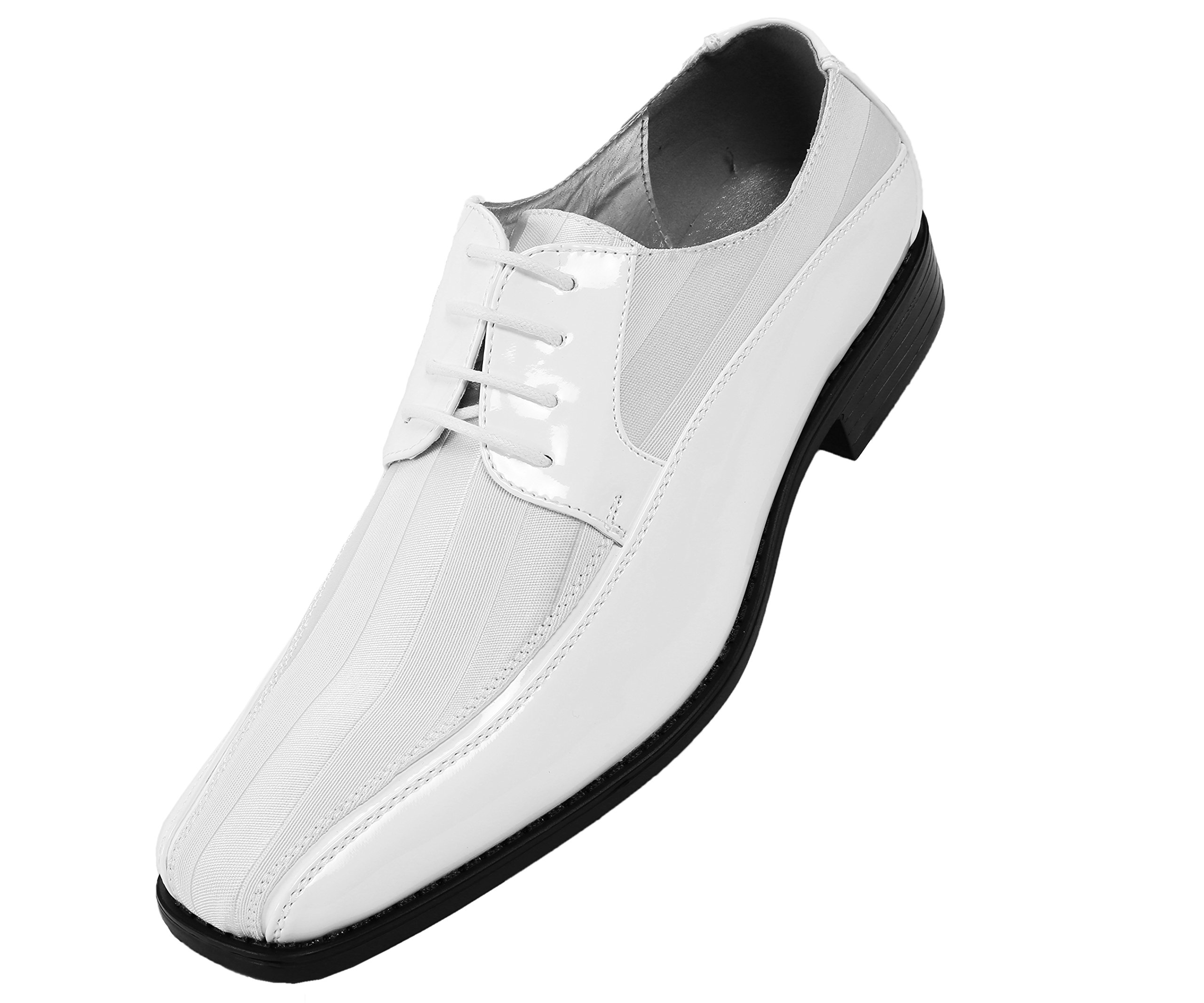 Viotti 179 Men's Oxford Dress Shoes - Classic Striped Satin & Patent Leather Formal Shoes for Wedding, Tuxedo & Business Occasions - Comfortable Casual Dress Shoes for Men - Perfect for Office, Parties & Special Events