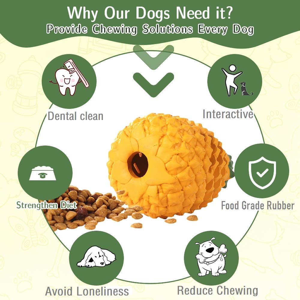 Clapzovr Upgrade Tough Indestructible Dog Chew Toys for Aggressive Chewers & Large Breeds - Interactive Boredom Treat Dispensing Toys for Teeth Cleaning (Pineapple & Orange) - Perfect for Playtime, Training & Dental Care