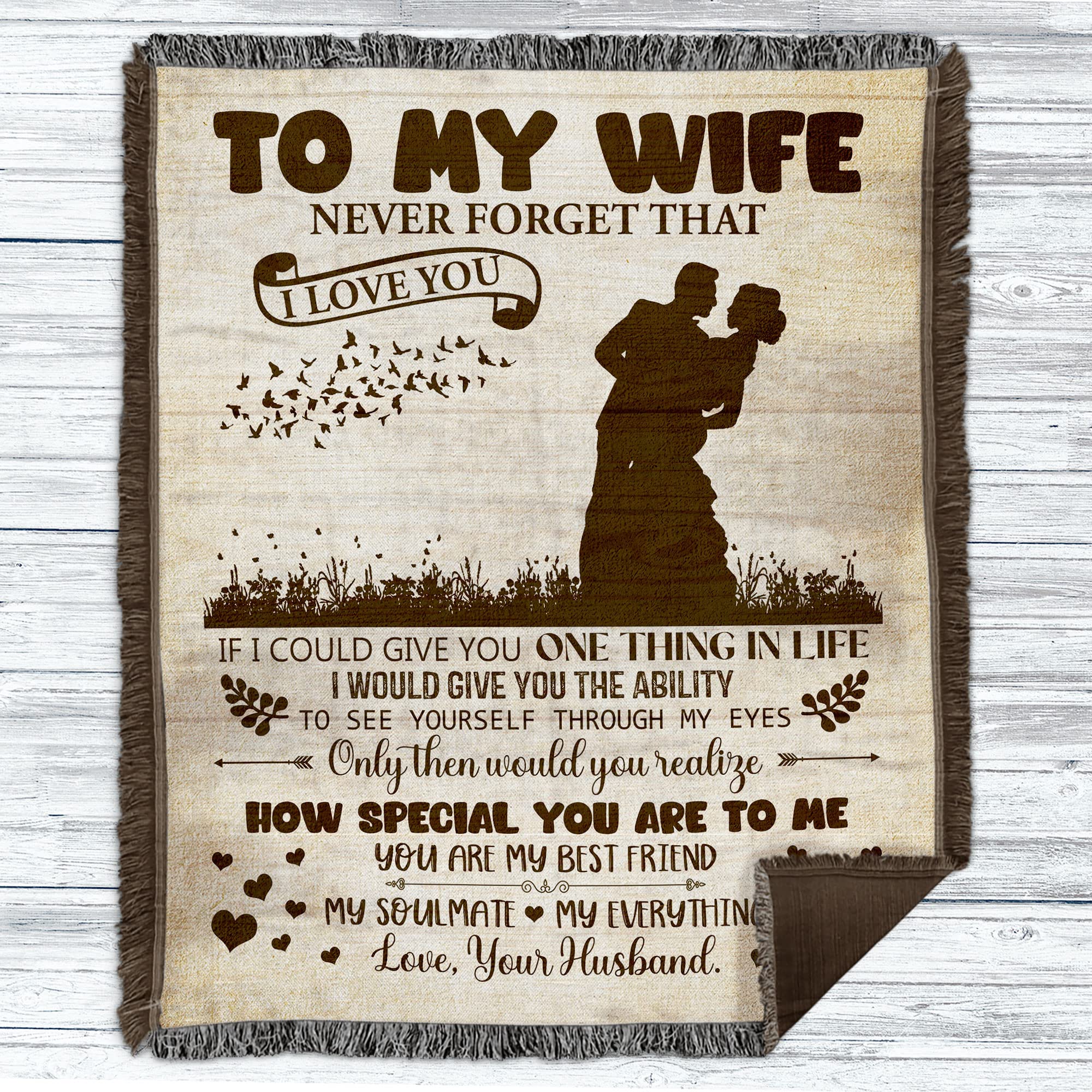 Personalized Woven Throw Blanket - Custom Name Blanket for Wife, Romantic I Love You Gift from Husband - Perfect for Valentine's Day, Anniversary & Cozy Nights Together