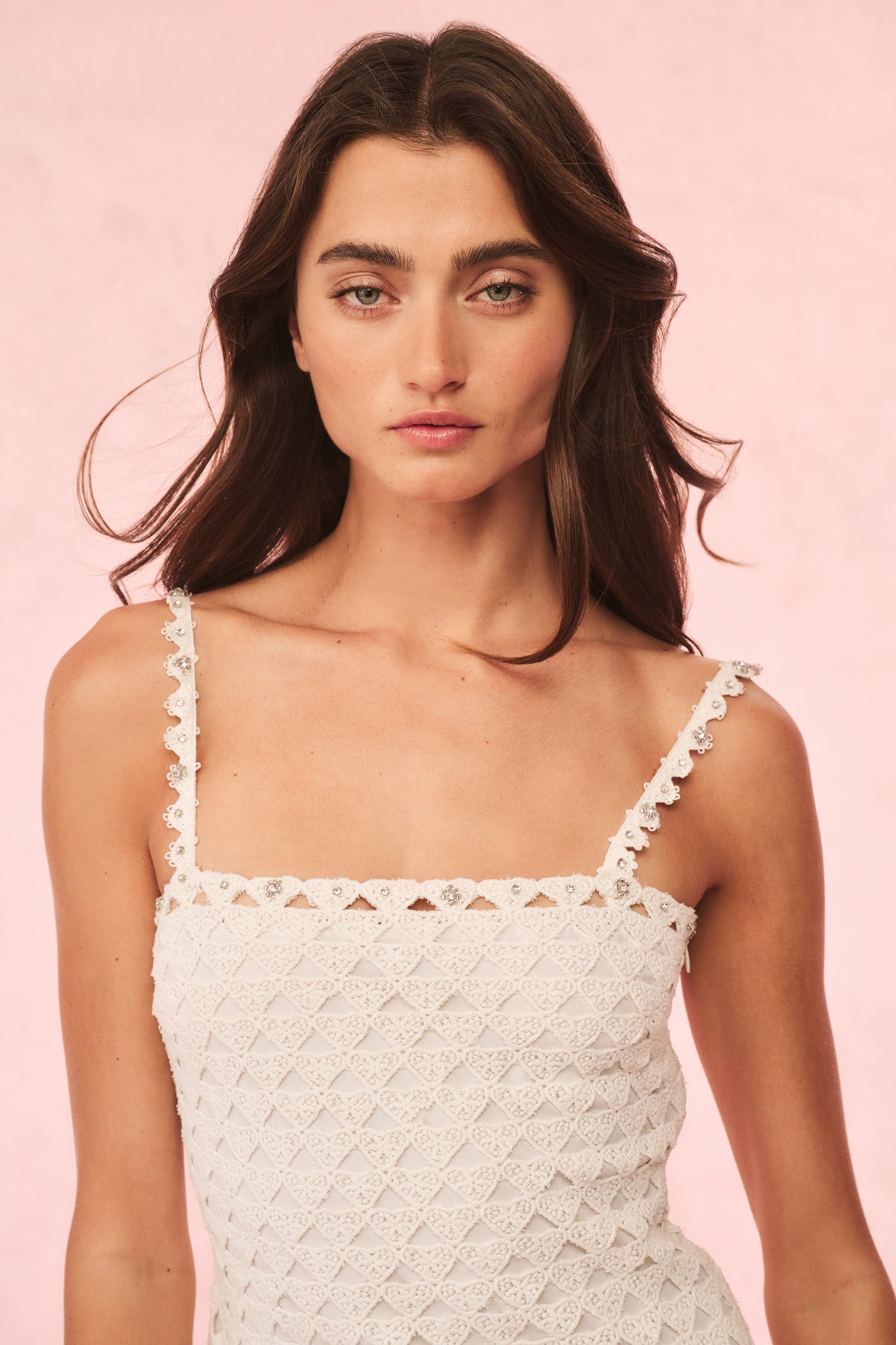 Rhinestone Cotton Lace Mini Dress for Women - Elegant Party & Evening Cocktail Dress - Perfect for Weddings, Prom, and Special Occasions