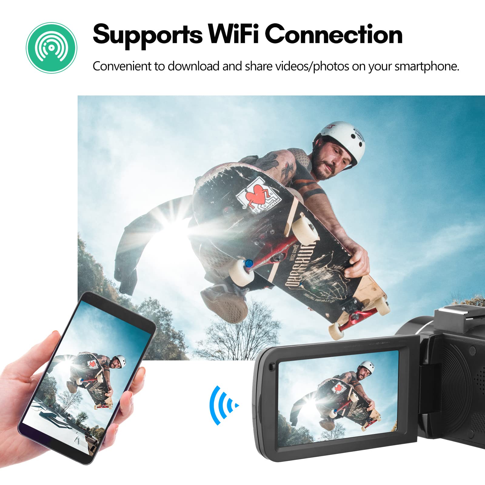 Andoer 4K WiFi Digital Camcorder with 56MP, 18X Zoom, 3