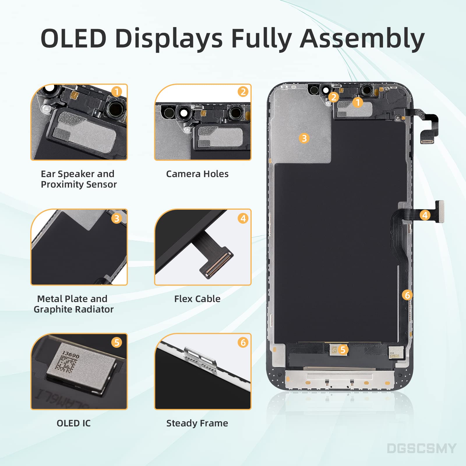 Original Title: [OLED for iPhone 12 pro max Screen Replacement with Ear Speaker Proximity Sensor OLED 3D Touch Display Digitizer 6.7