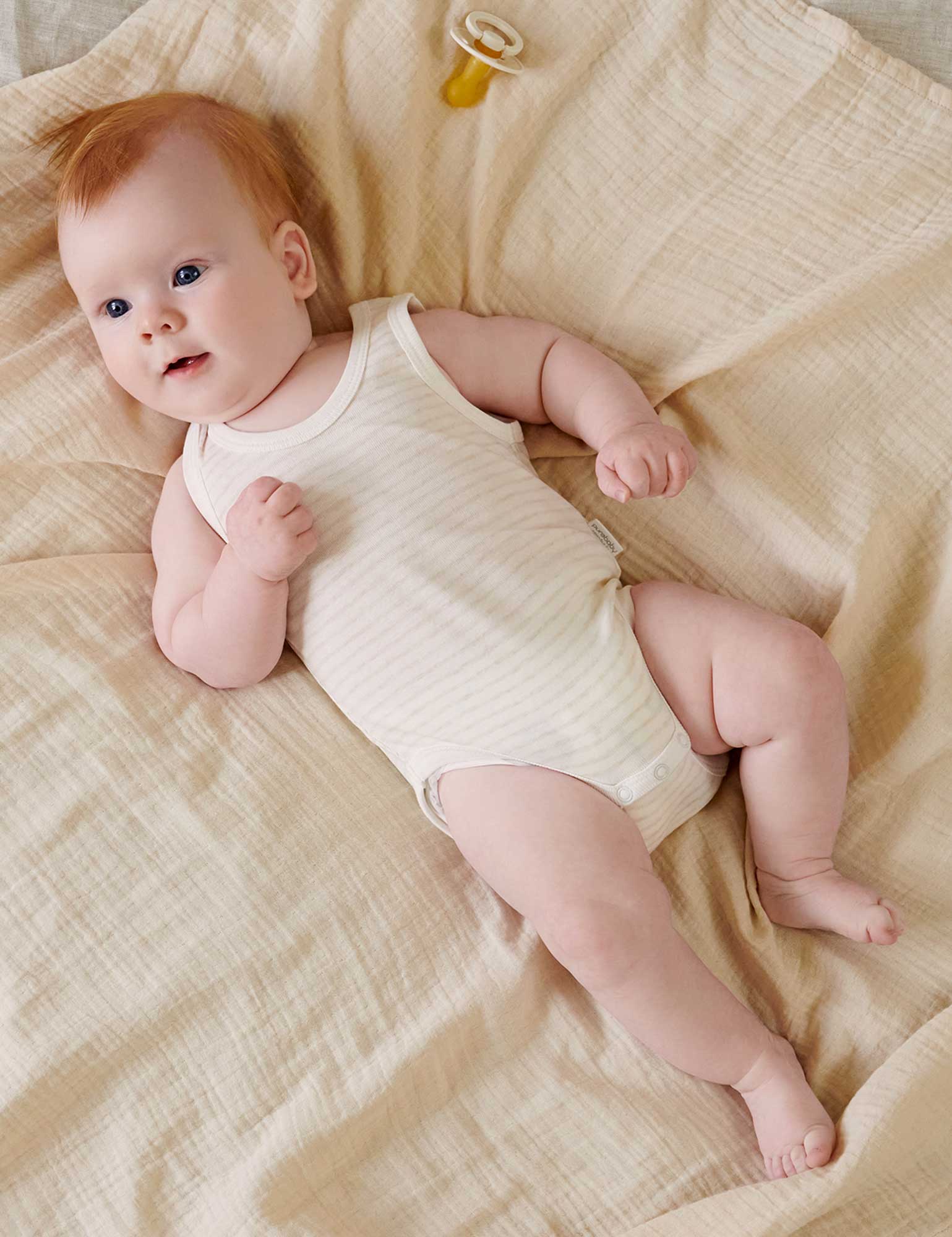 Purebaby Organic Cotton Baby Bodysuit 2-Pack - Soft Wheat Color for Newborns & Infants - Perfect for Everyday Wear, Sleep & Playtime