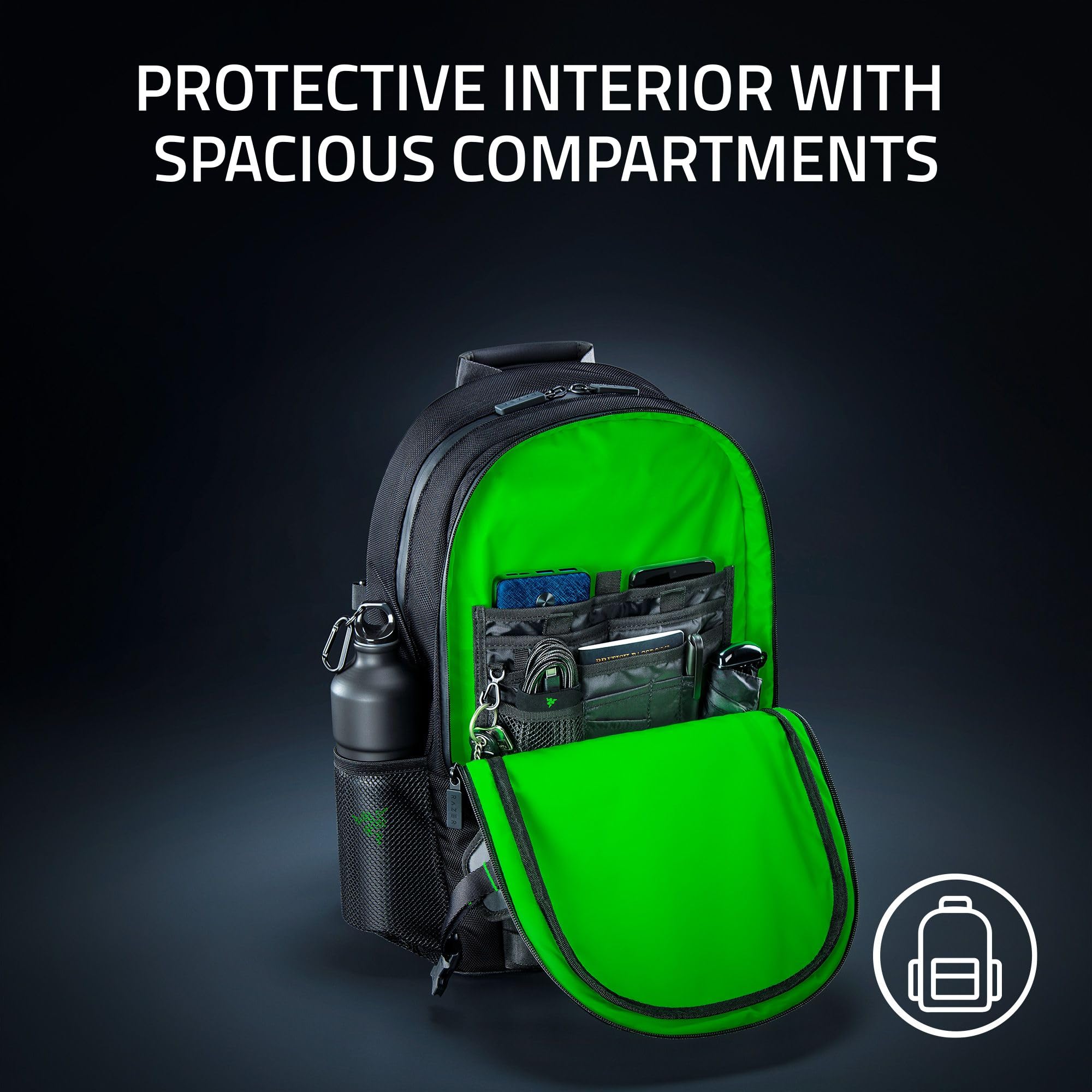 Razer Rogue v3 16-Inch Gaming Laptop Backpack - Waterproof & Durable Travel Computer Bag for Gamers - Fits 16