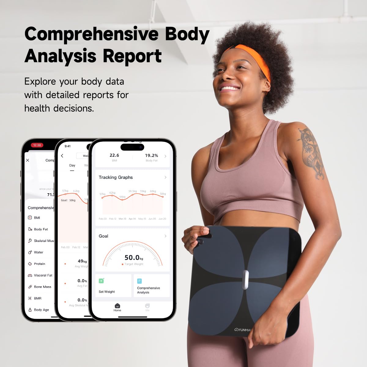 Yunmai Smart Body Composition Scale - Accurate Digital Bluetooth Bathroom Scale with BMI, Body Fat, Muscle Mass & 13 Health Metrics - Rechargeable, 400lb Capacity - Syncs with Apple Health - Perfect for Home Gym, Weight Loss Tracking & Fitness Enthusiasts