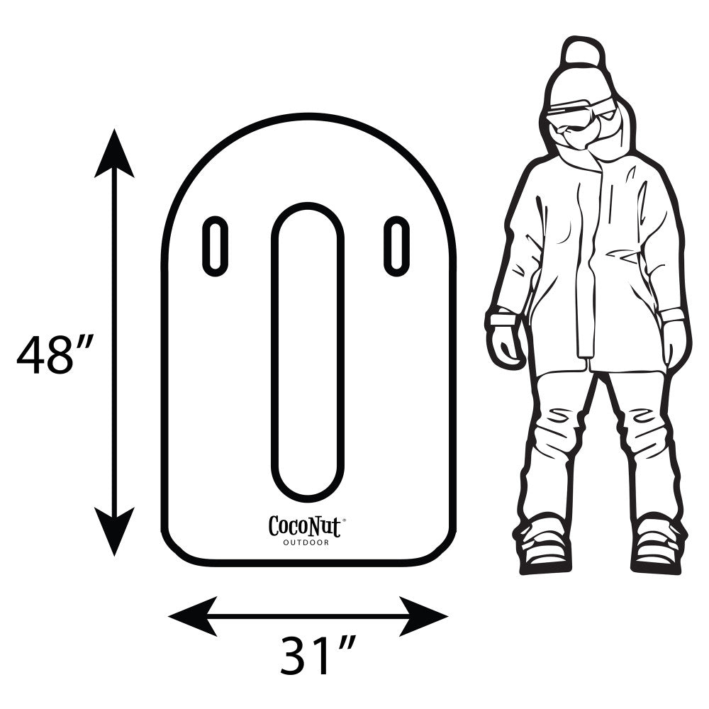 Premium CocoNut Outdoor Inflatable Blue Hurricane Toboggan Snow Sled 48x31 - Heavy Duty Winter Sled for Adults & Kids - Perfect for Snow Tubing, Backyard Sledding & Winter Sports Fun