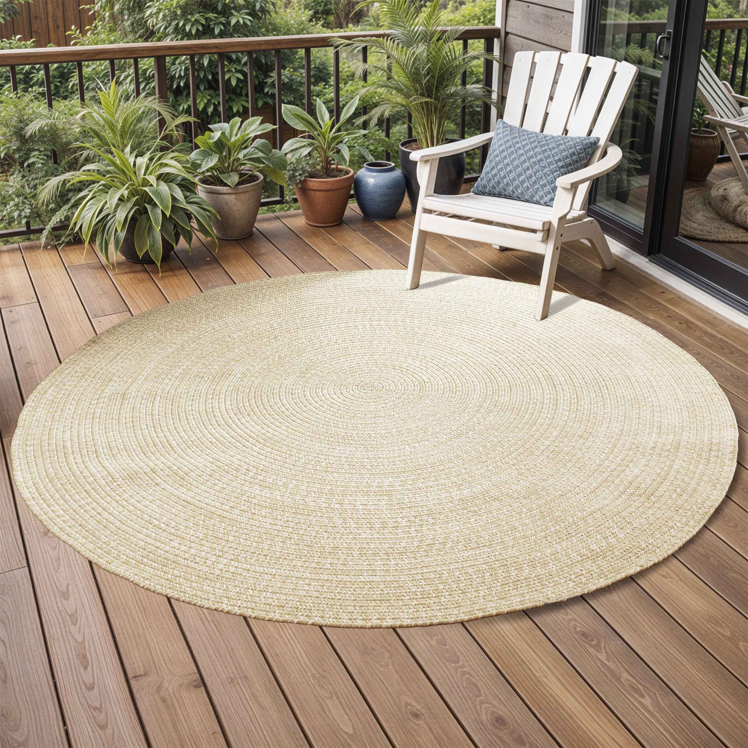 Reversible Braided Area Rug - 2-Tone Indoor/Outdoor Rug for Living Room, Bedroom, Patio & Deck - Non-Slip Durable Floor Mat for Home Decor