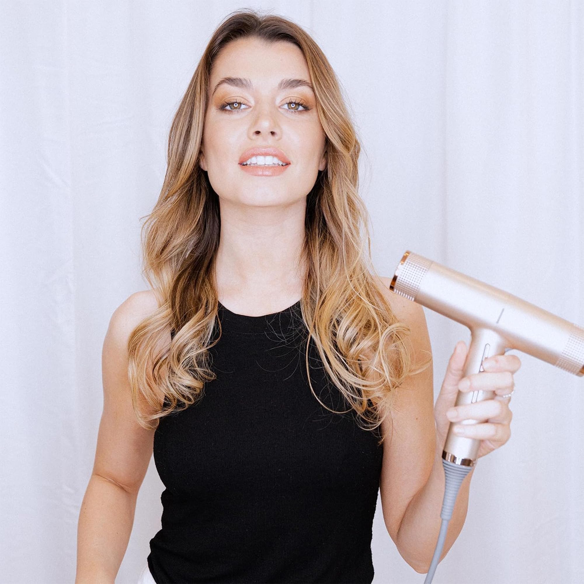 GA.MA Italy Professional iQ Perfect Hair Dryer - Ultra Lightweight with Brushless Smart Motor, Oxy-Active Technology for Shiny Hair, 1600W Power, Gold Rose - Perfect for Salon, Home & Travel Use