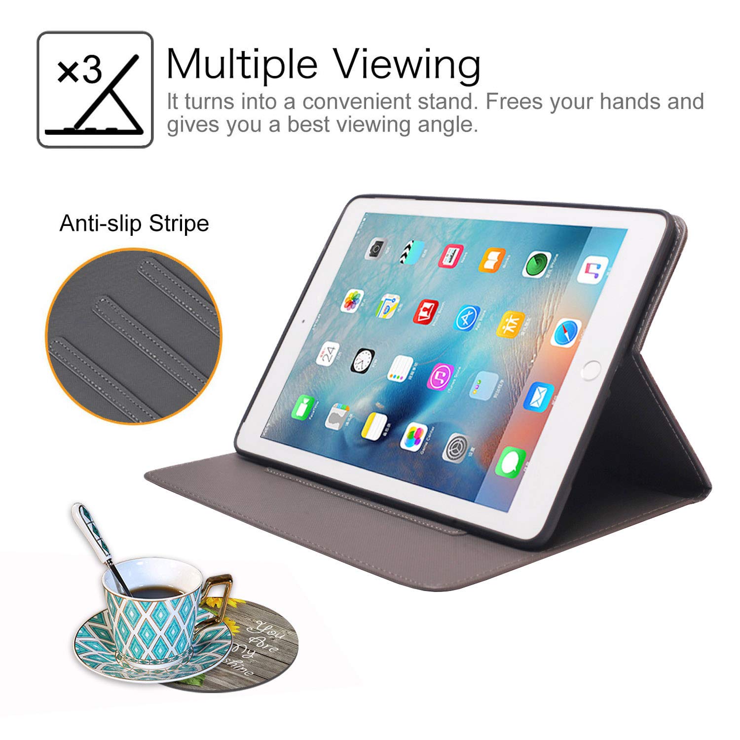 Premium PU Leather iPad Case for iPad 8th Gen (2020)/7th Gen (2019), iPad Air 3 10.5
