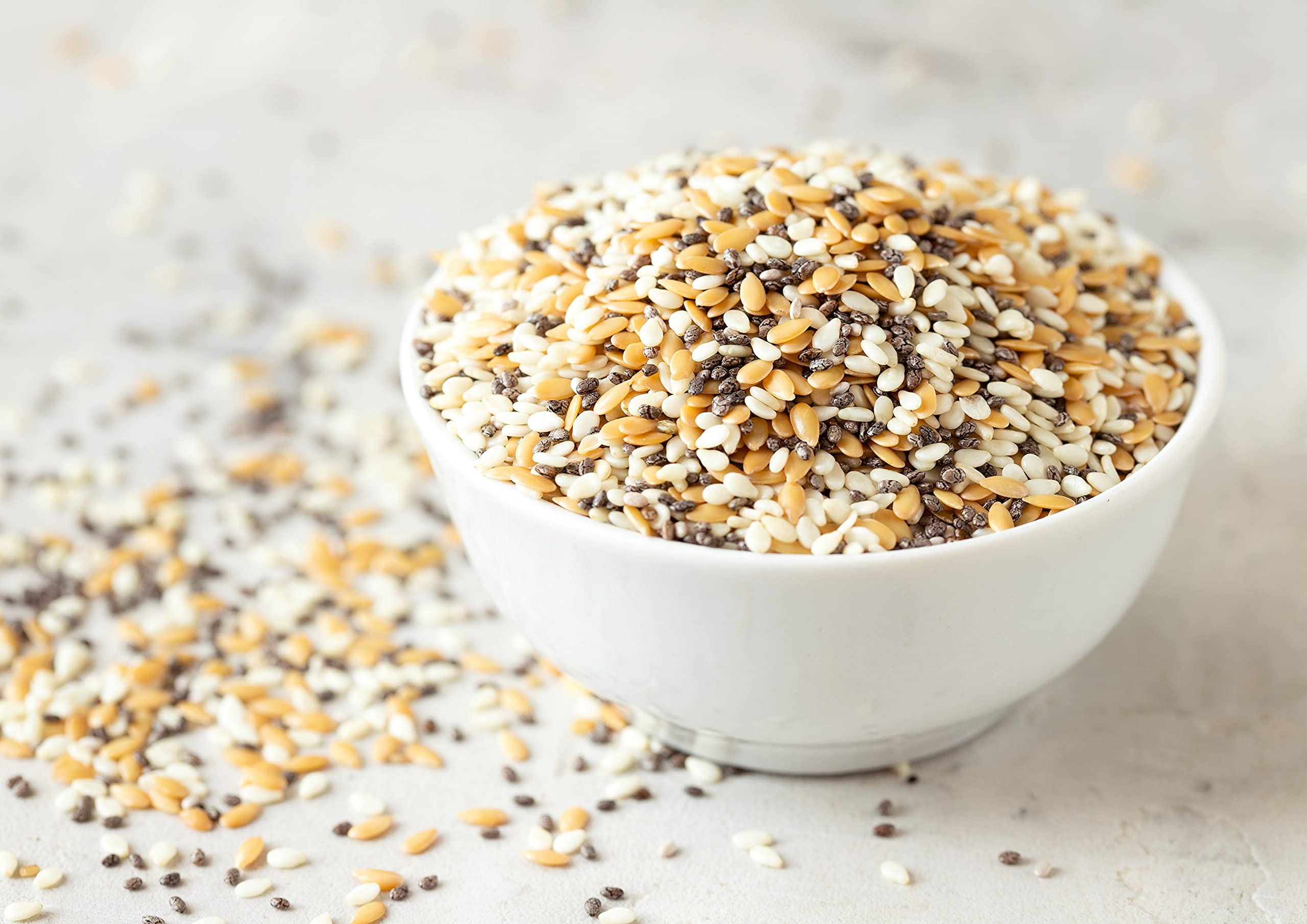 Organic Omega-3 Seed Mix with Flax, Chia & Sesame - 10lb Non-GMO, Raw, Kosher, Vegan - Rich in Omega-3 Fatty Acids & Fiber - Perfect for Smoothies, Salads, Yogurt & Baking - Healthy Superfood Snack for Weight Loss & Heart Health