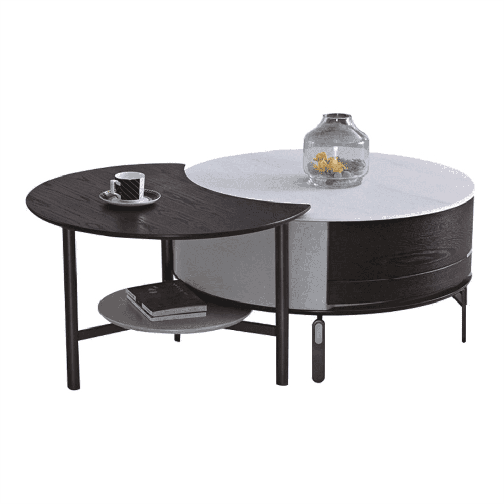 Harlein Modern Nesting Coffee Table with White Marble Top - Stylish Living Room Furniture for Small Spaces, Home Decor & Apartment Essentials