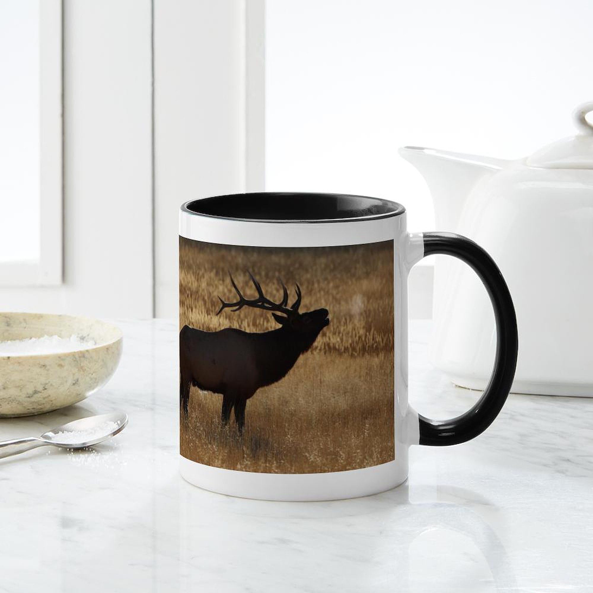 Elk Bugling Ceramic Coffee Mug 11 oz (325 ml) - Perfect for Camping, Hunting & Outdoor Enthusiasts - CafePress