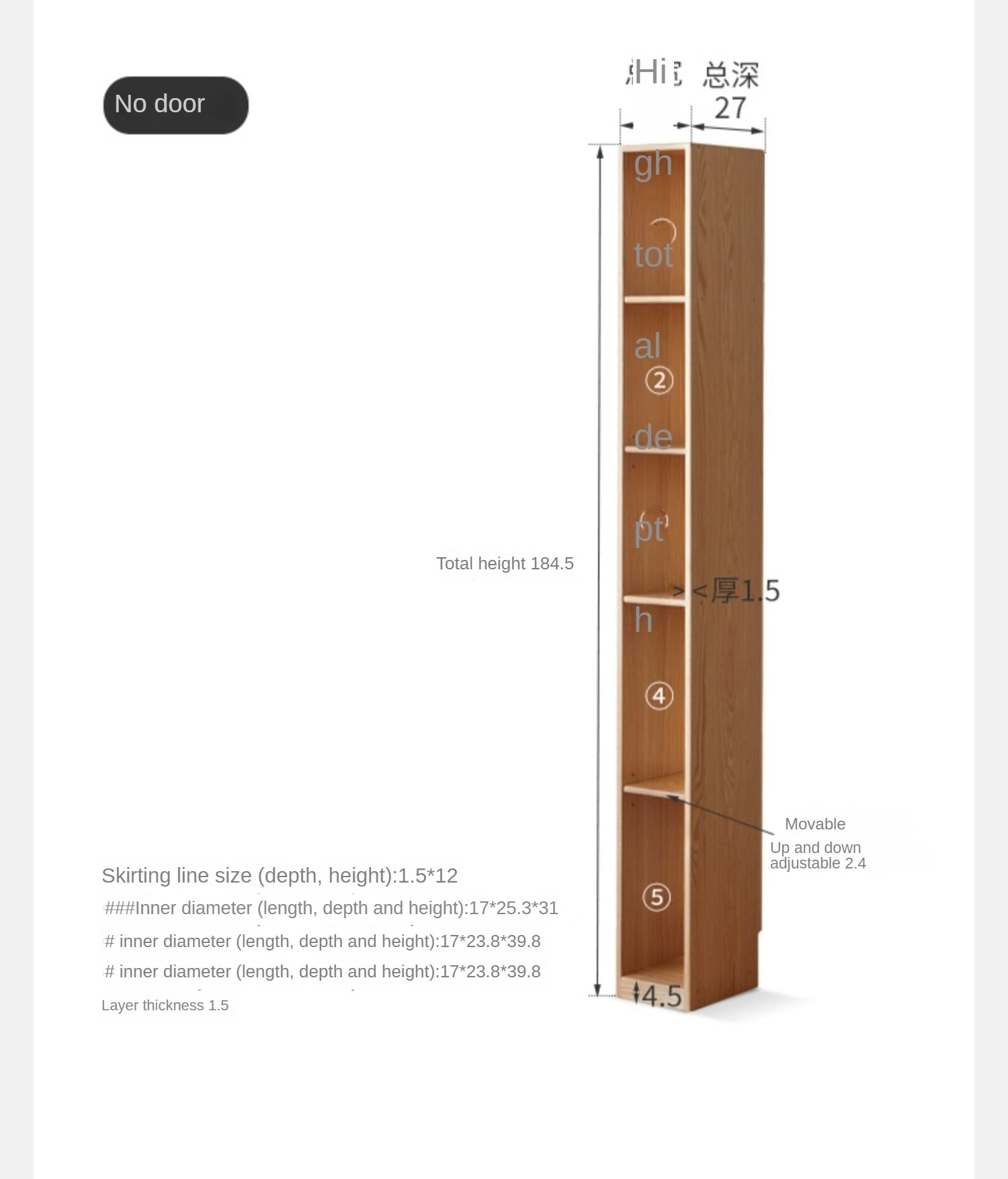 Oak Solid Wood Ultra Narrow Bookcase - Space-Saving Bookshelf for Small Rooms, Apartments & Home Office | Durable & Stylish Storage Solution