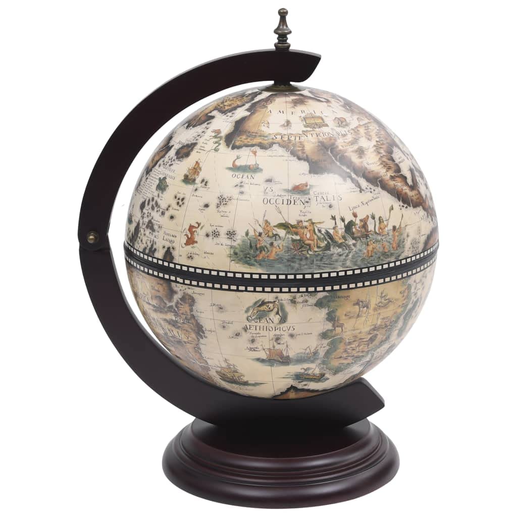 CHARMMA Tabletop Globe Bar Wine Stand - Eucalyptus Wood, White, 4.13KG - Perfect for Home Bars, Wine Cellars & Stylish Kitchen Decor