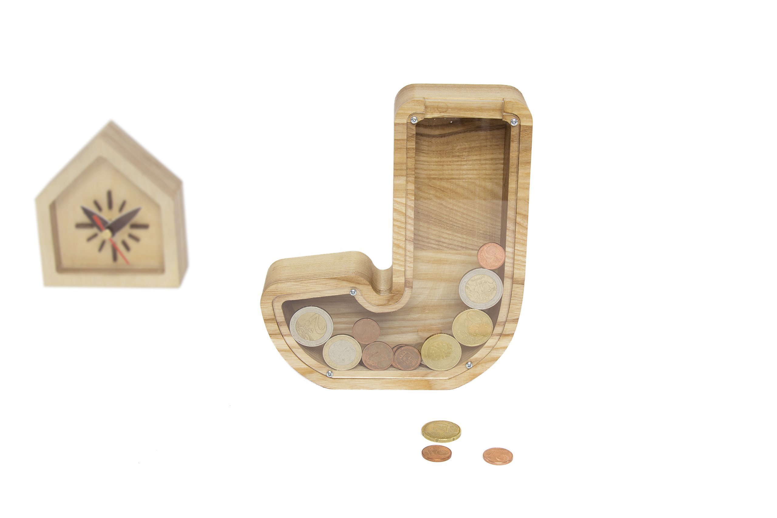 Personalized Wooden Alphabet Money Box for Kids - Piggy Bank with Custom Letter (2 Sizes) - Baby Savings Coin Bank - Perfect for Birthday Gifts & Financial Education