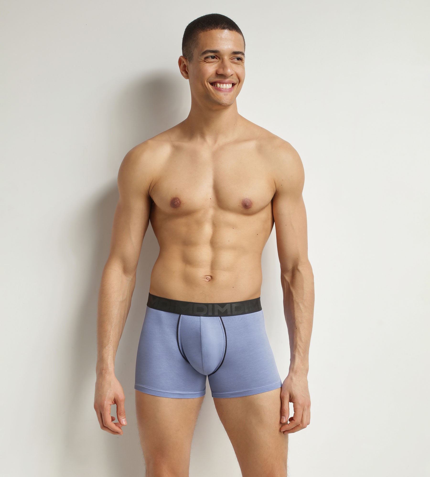 Men's Cotton Modal Boxer Briefs with Contrast Waistband - Blue Dim Classic - Comfortable Underwear for Daily Wear & Active Lifestyle