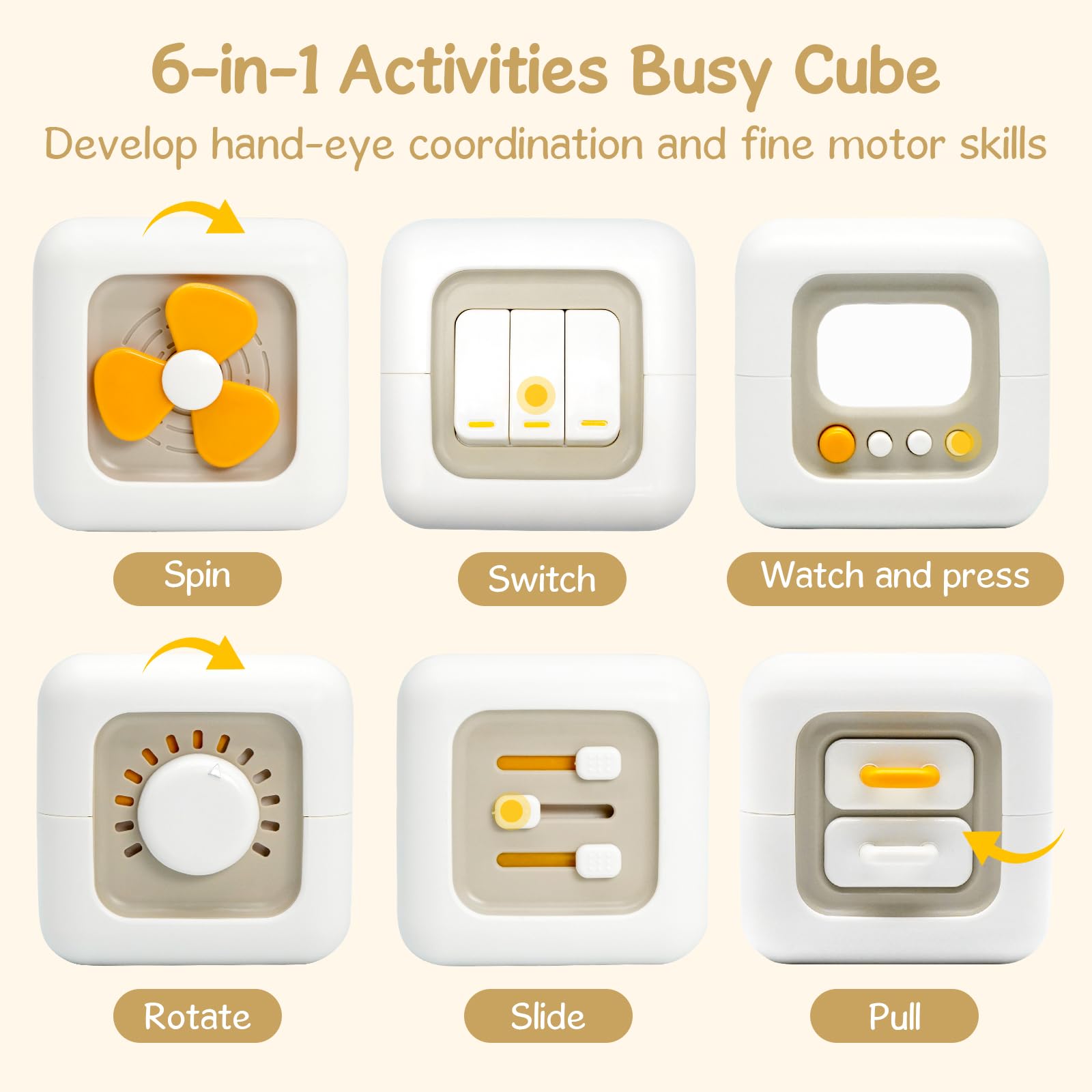 Montessori Toys for 1 Year Old - Sensory Busy Cube Travel Toy for Toddlers 1-3 Years | Educational Learning & Developmental Baby Toys 12-18 Months | First Birthday Gift for Boys & Girls | Perfect for Airplane, Car Rides & Quiet Playtime
