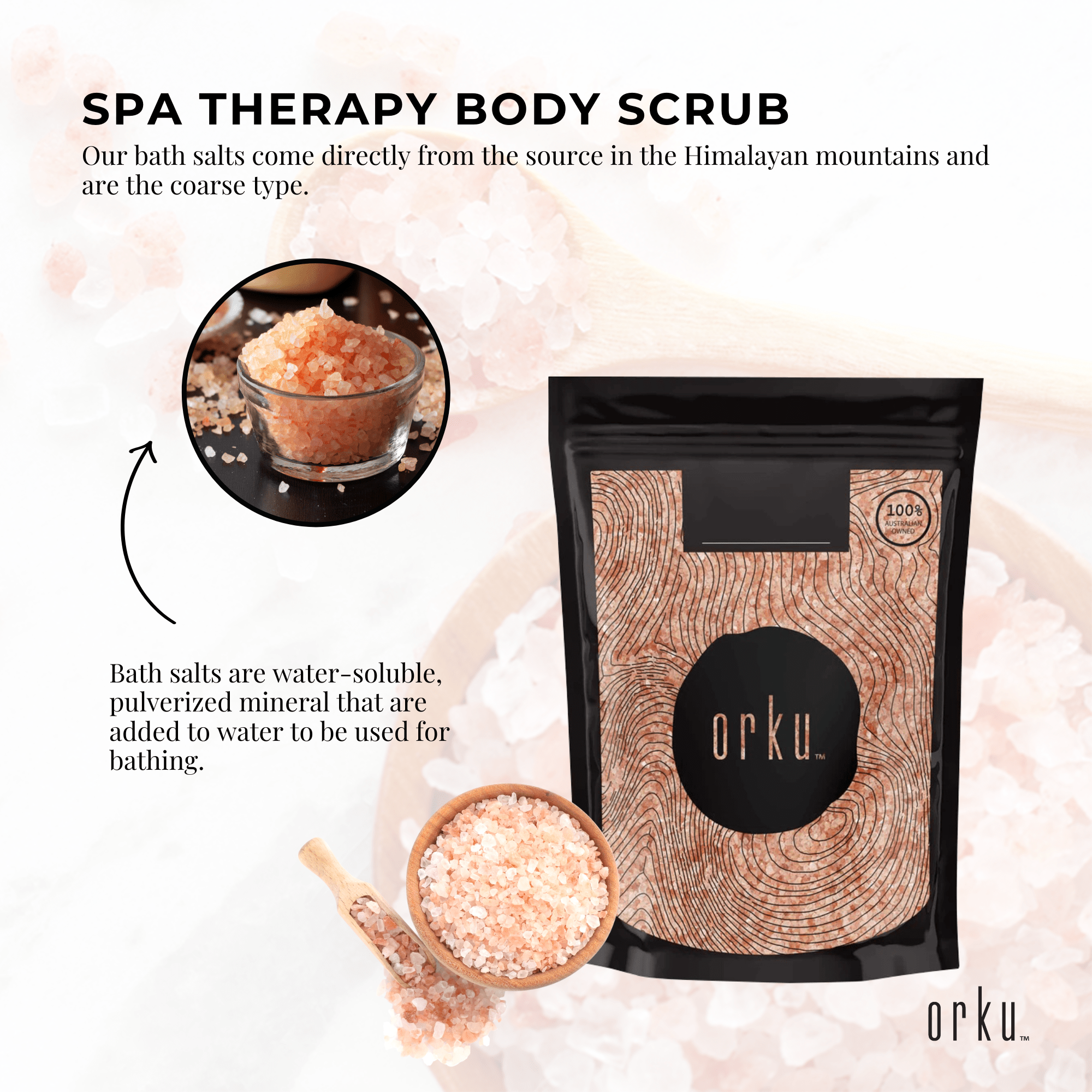 100g Pink Himalayan Bath Salts - Natural Crystal Rocks for Spa Therapy & Body Scrub | Relaxing Bath Soak for Stress Relief & Skin Exfoliation
