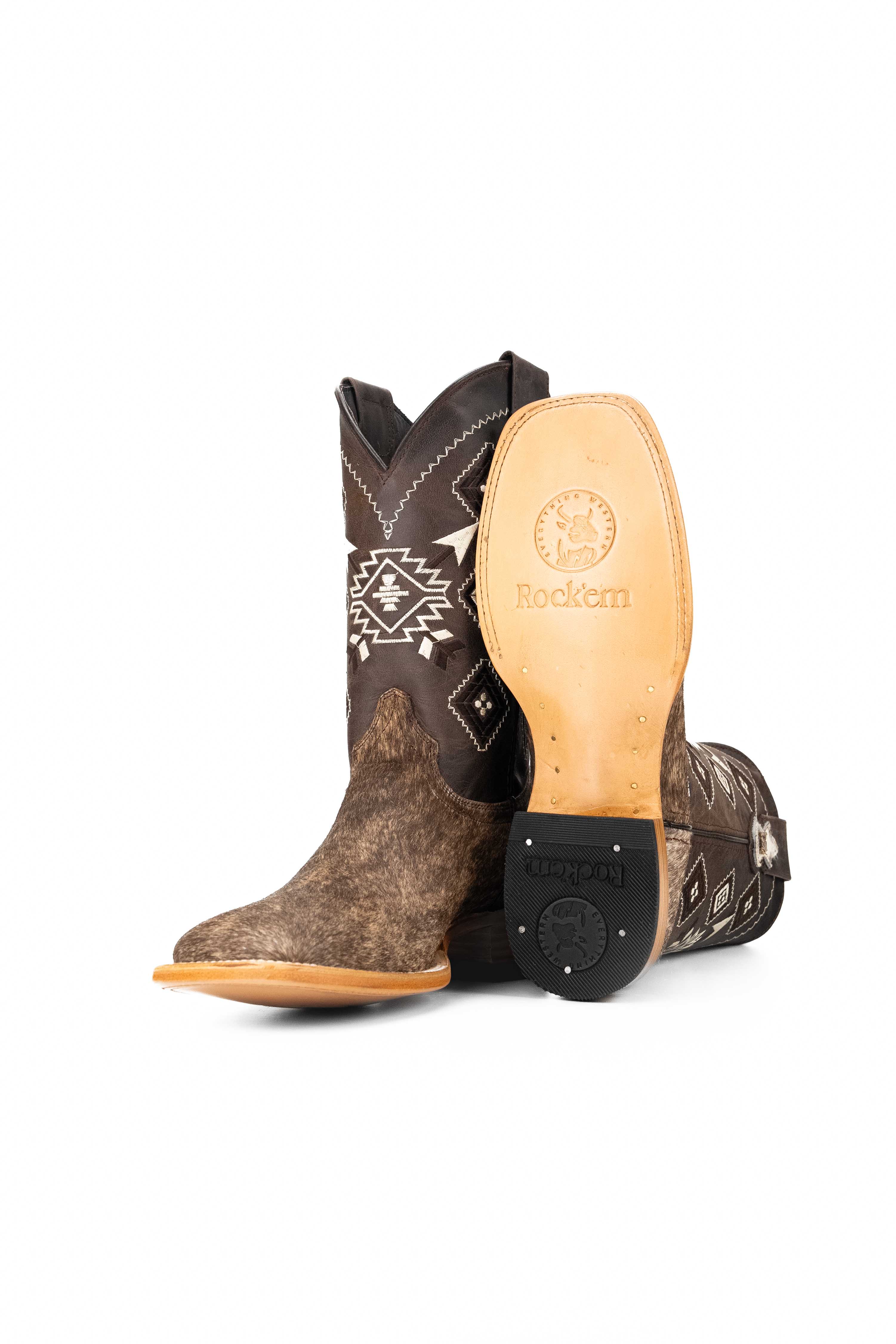 Men's Genuine Cowhide Square Toe Cowboy Boots - Size 9.5 Western Boots for Men - Perfect for Rodeo, Country Dancing & Outdoor Adventures