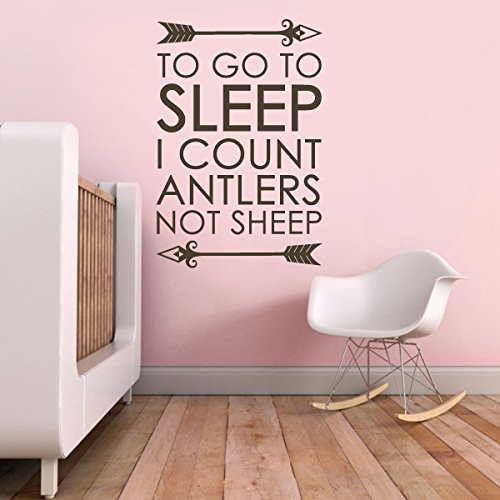 Custom Nursery Wall Decal - 'I Count Antlers Not Sheep' Arrow Art Sticker for Boys Bedroom (Large Size) | Fun Kids Room Decor & Sleep Aid for Toddlers