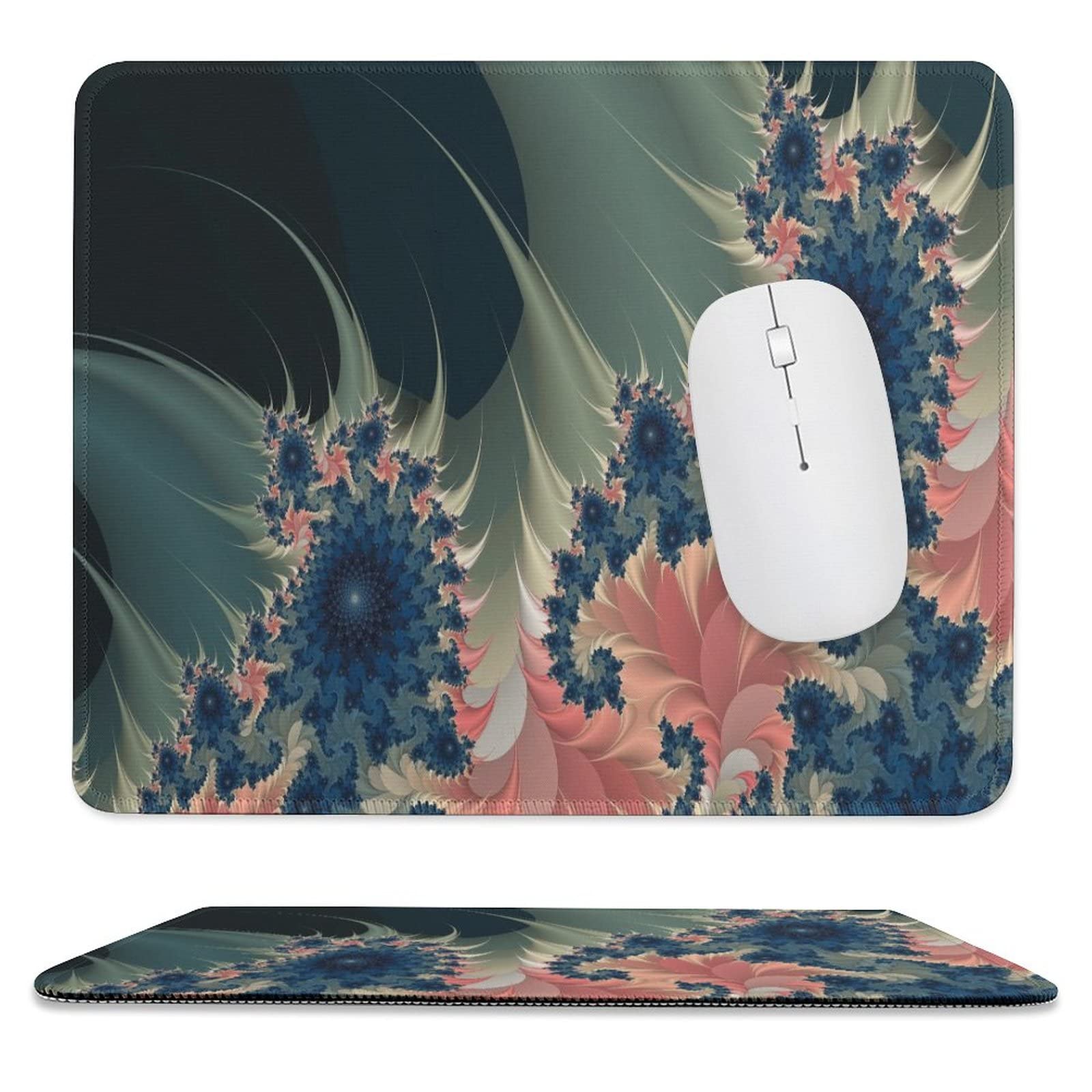 Fractal Art Mouse Pad - Colorful Abstract Flower Design, Non-Slip Rubber Base, 9.8