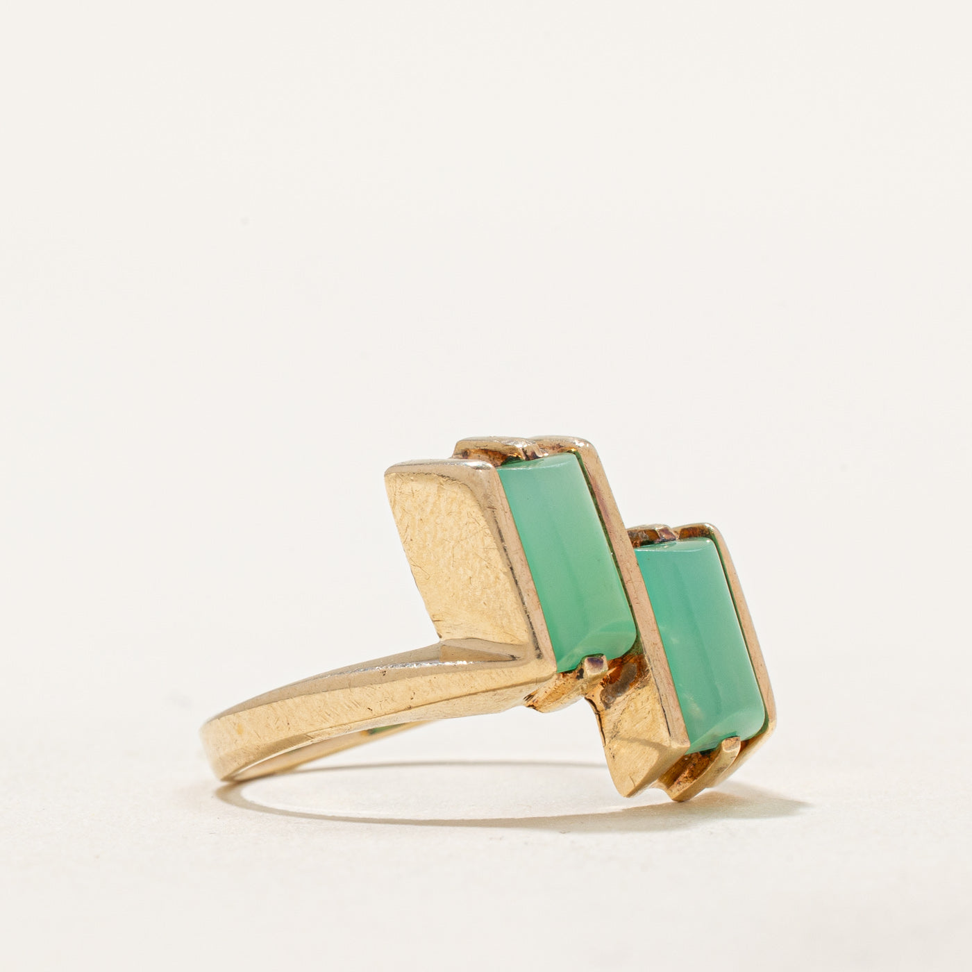Exquisite Two Stone Jade Bypass Ring | 1.40ctw Genuine Jade | Size 7 | Elegant Jewelry for Women | Perfect for Weddings, Anniversaries & Special Occasions
