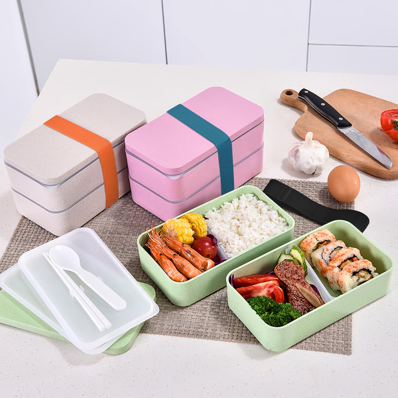 DOITOOL 4-Pack Reusable Nylon Lunch Box Straps - Secure Food Containers for Travel, Picnics & Meal Prep - Elastic Bands for Tightly Wrapping Lunch Boxes & Food Storage Containers