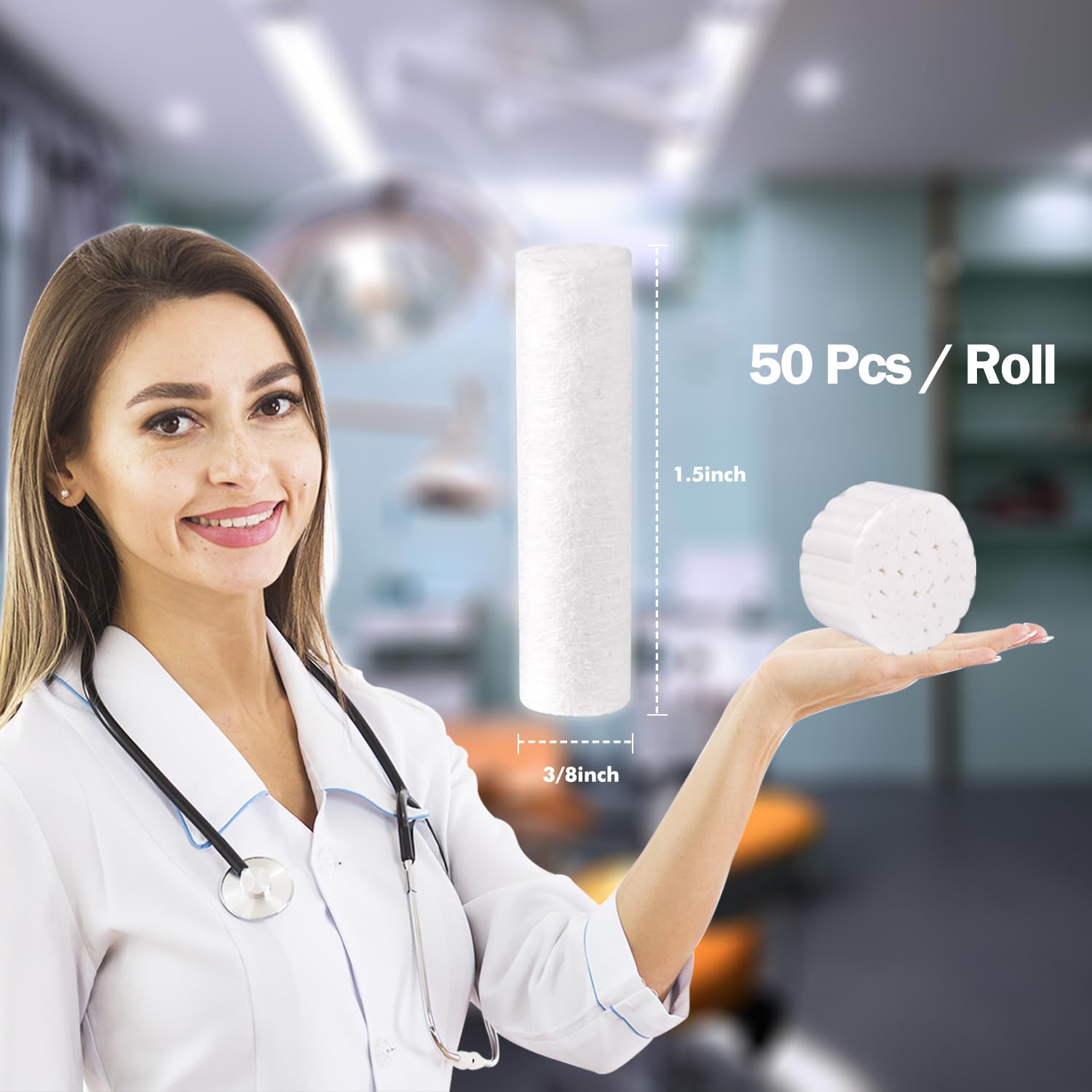 **1000 Rolls Disposable Non-Sterile Cotton Pads - 100% Pure Soft & Absorbent Dental Cotton Rolls for Kids & Adults | Oral Care, Nose Plugs, First Aid, Makeup Removal**