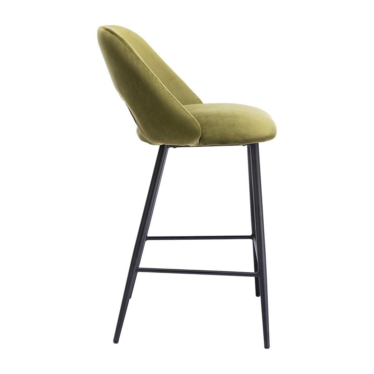 Belmont Velvet Bar Stool - Modern Upholstered Counter Height Stool with Metal Legs - Perfect for Kitchen Island, Breakfast Nook & Home Bar Decor