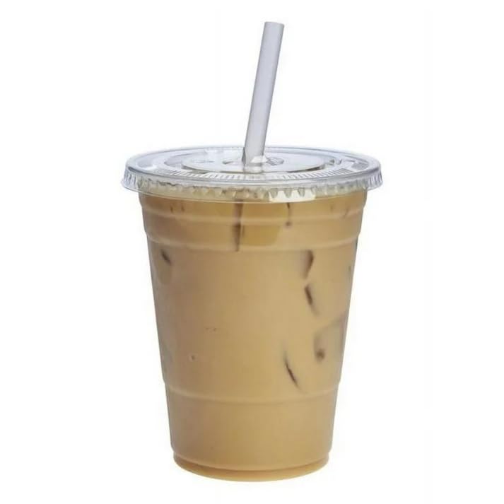 16oz Clear Plastic Pet Cups with Flat Lid & Straw - 100% Recyclable & Eco-Friendly - Ideal for Smoothies, Iced Coffee, Bubble Tea, and Cold Beverages - Bulk Pack of 1000 - Perfect for Cafes, Juice Bars, and Takeout Drinks