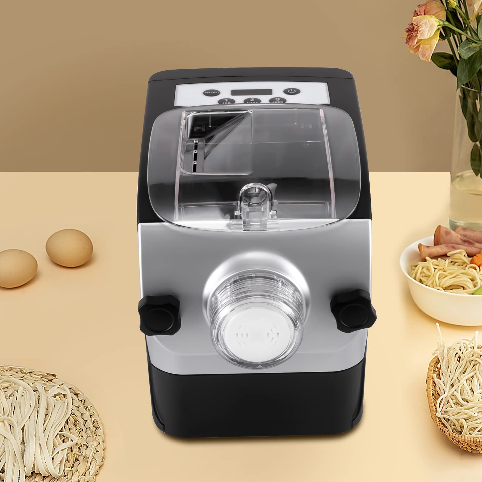Electric Pasta Maker Machine with LED Display - 8 Pasta Shapes for Homemade Noodles, Dumpling Wrappers & More | Perfect for Italian Cuisine, Family Dinners & Home Kitchen Use