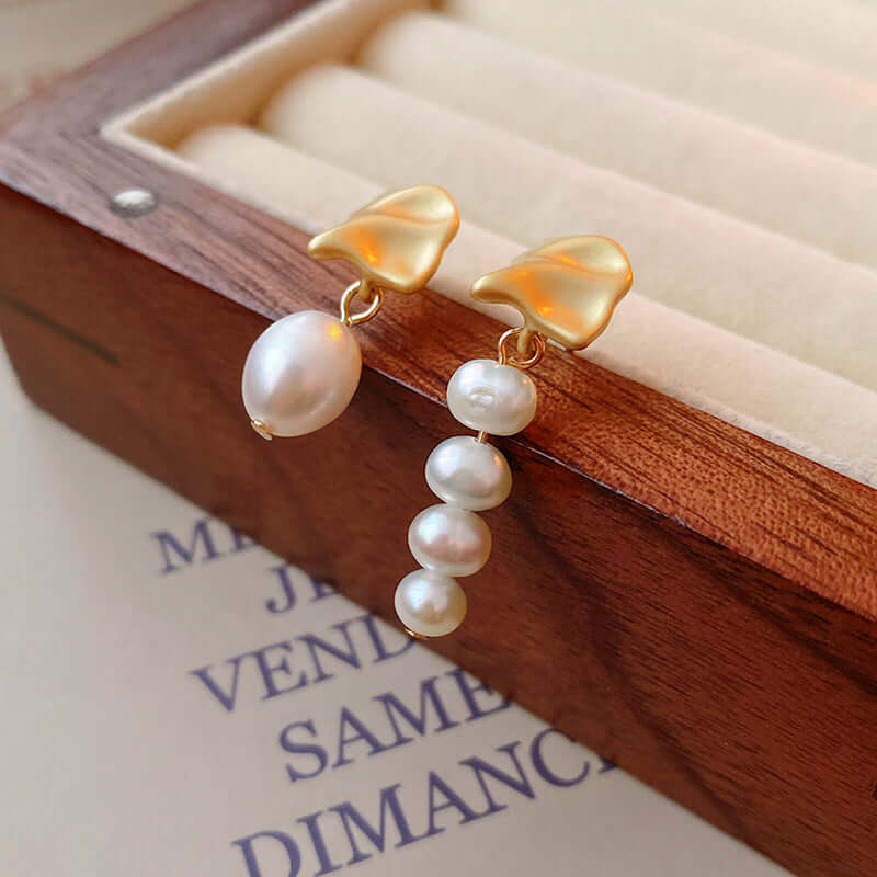 Vintage Irregular Mismatched Pearl Dangle Earrings for Women | Boho Chic Handmade Jewelry | Perfect for Weddings, Parties & Everyday Wear | A132